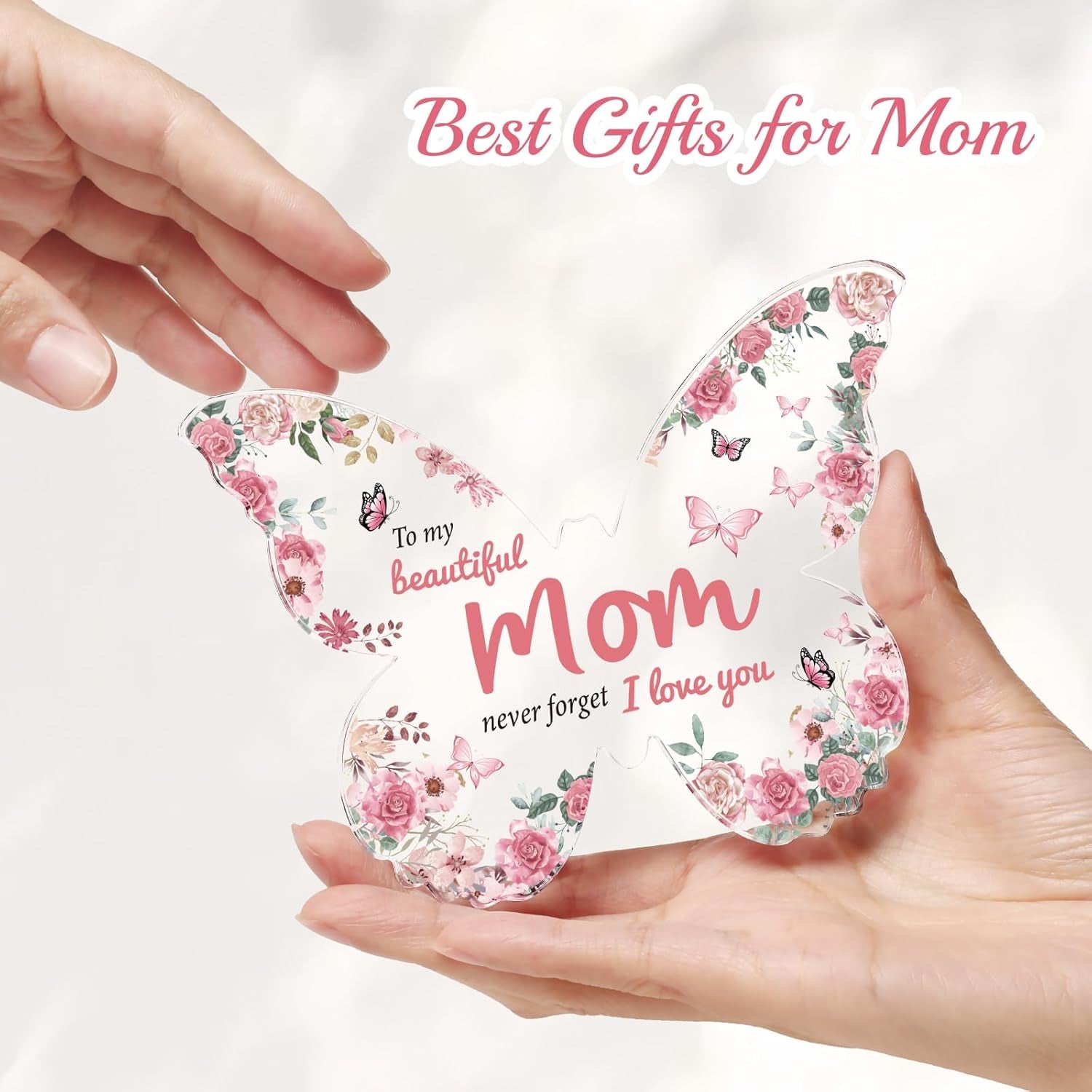 Gifts for Mom from Daughter: Unique Mom Birthday Gifts, Butterfly-Shaped Acrylic Keepsake Mom Gifts from Daughter Son, 5X3.8 Inch Mothers Day Christmas Gifts for Mom