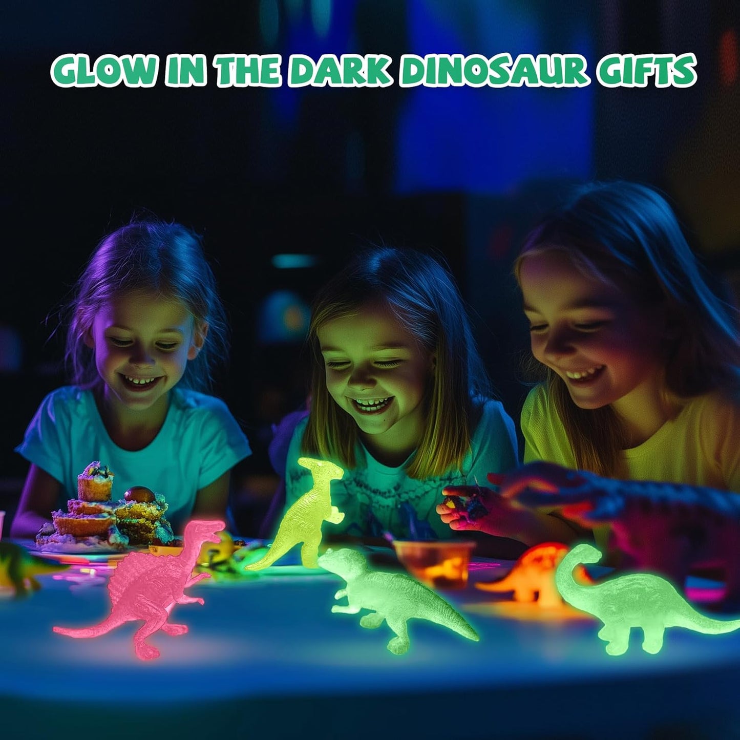 Valentines Day Cards Gifts for Kids School - 32 Pack Glow in Dark Dinosaur Toys with Cute Dinosaur-Themed Cards, Kids Valentines Exchange Gifts Ideas Preschool Valentine Gifts Favors