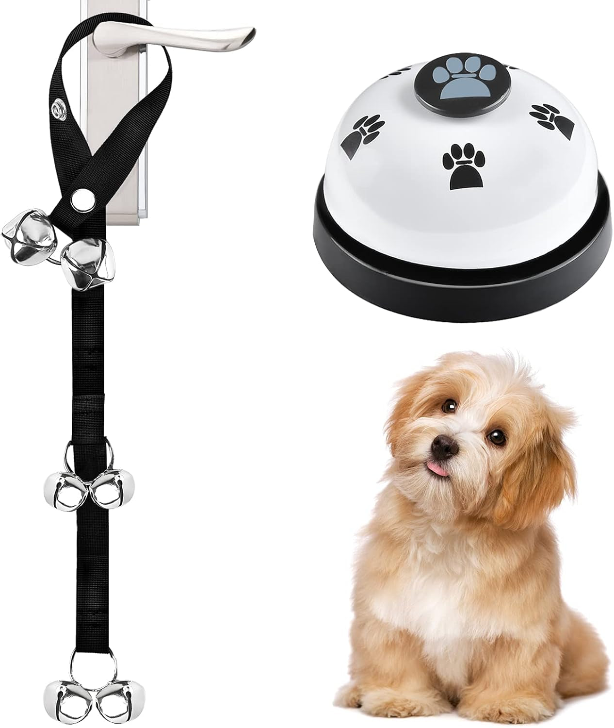 2 Pack Dog Doorbells, Pet Training Bells for Go outside Potty Training and Communication Device Large Loud Dog Bell Cat Puppy Interactive Toys Adjustable Strap Door Bell