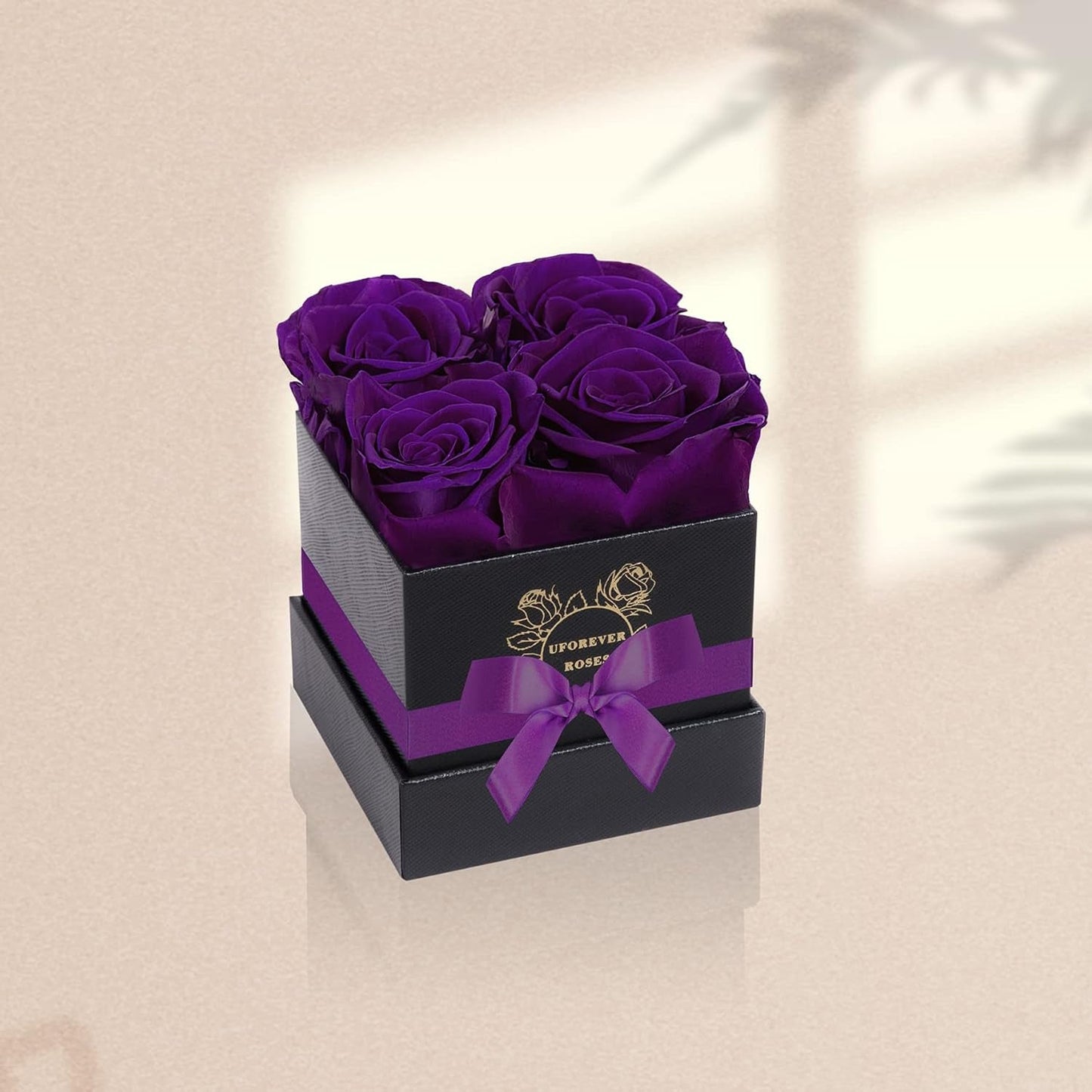 Preserved Roses in a Box Mothers Day Valentines Day Gifts for Her, Real Roses That Last a Year and More, Eternal Roses for Her, Christmas Day, Birthday, Anniversary Day (Small, Purple)