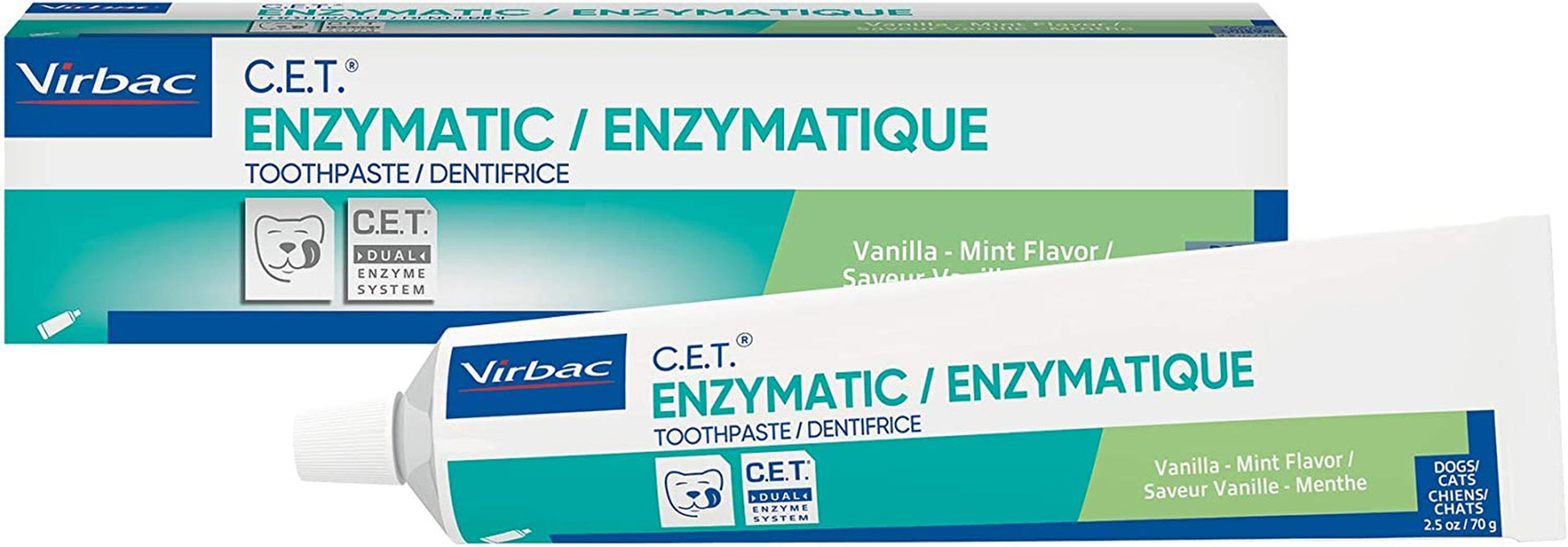 C.E.T. Enzymatic Toothpaste Eliminates Bad Breath by Removing Plaque and Tartar Buildup Best Pet Dental Care Toothpaste Vanilla Mint Flavor 2.5 Oz Tube