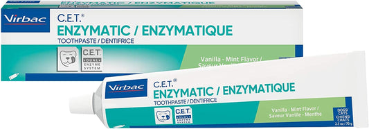 C.E.T. Enzymatic Toothpaste Eliminates Bad Breath by Removing Plaque and Tartar Buildup Best Pet Dental Care Toothpaste Vanilla Mint Flavor 2.5 Oz Tube