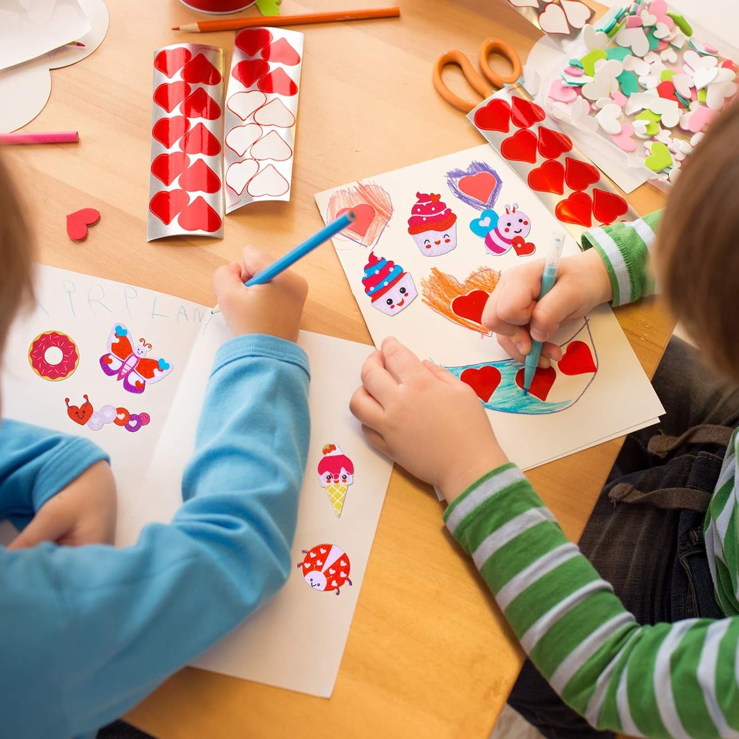 Assorted Valentine'S Day Stickers Embellishments Craft Smile Face Heart Cupcake Owl Bee Sweet Shaped Cutouts Felt Stickers Glitter Heart Foam Stickers for Kids Scrapbooking Cards Decoration