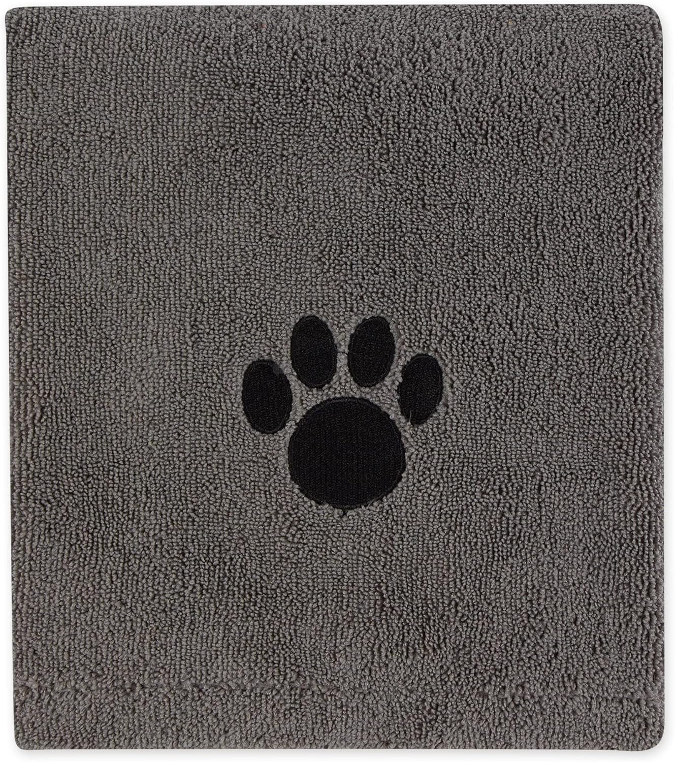 Pet Grooming Towel Collection Absorbent Microfiber X-Large, 41X23.5", Embroidered Gray