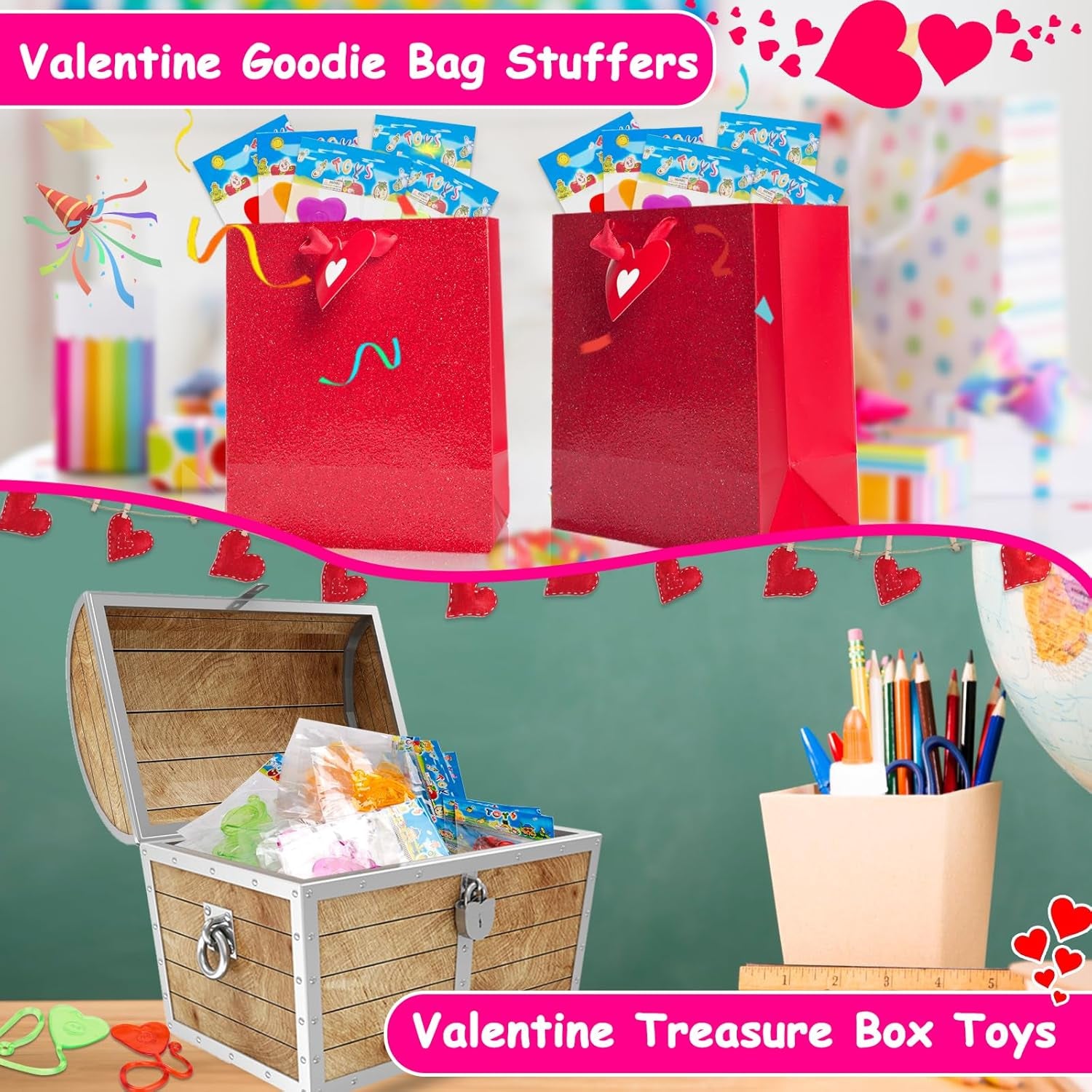 40 Pcs Valentine Exchange Gift Sticky Hands Heart for Kids Goodie Bag Stuffer Sensory Stretchy Treasure Box Classroom Prize Student Toys Bulk Pinata Fillers Valentine Day Treat Party Favor Supplies