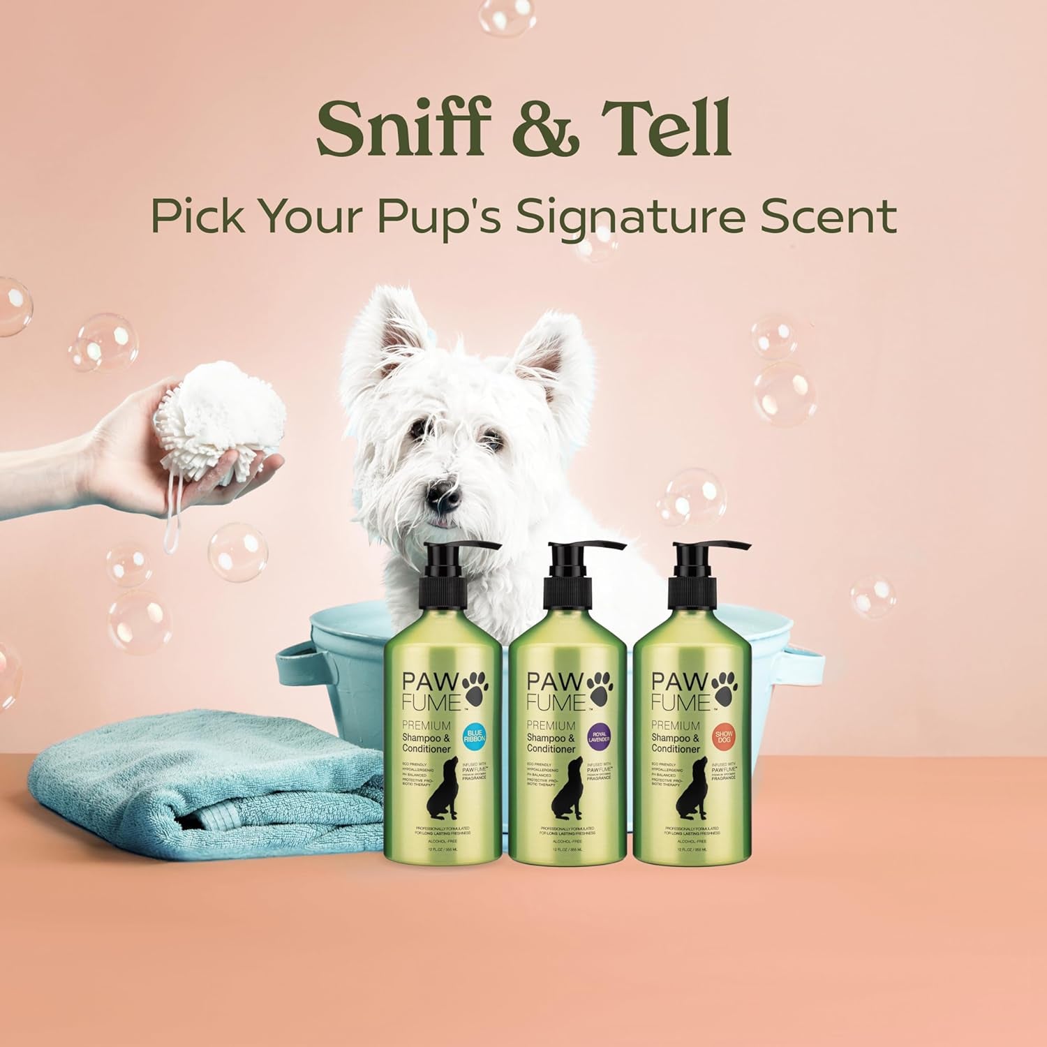 Pawfume Dog Shampoo and Conditioner – Hypoallergenic Dog Shampoo for Smelly Dogs – Best Dog Shampoos & Conditioners – Probiotic Pet Shampoo for Dogs – Best Dog Shampoo for Puppies (Show Dog)