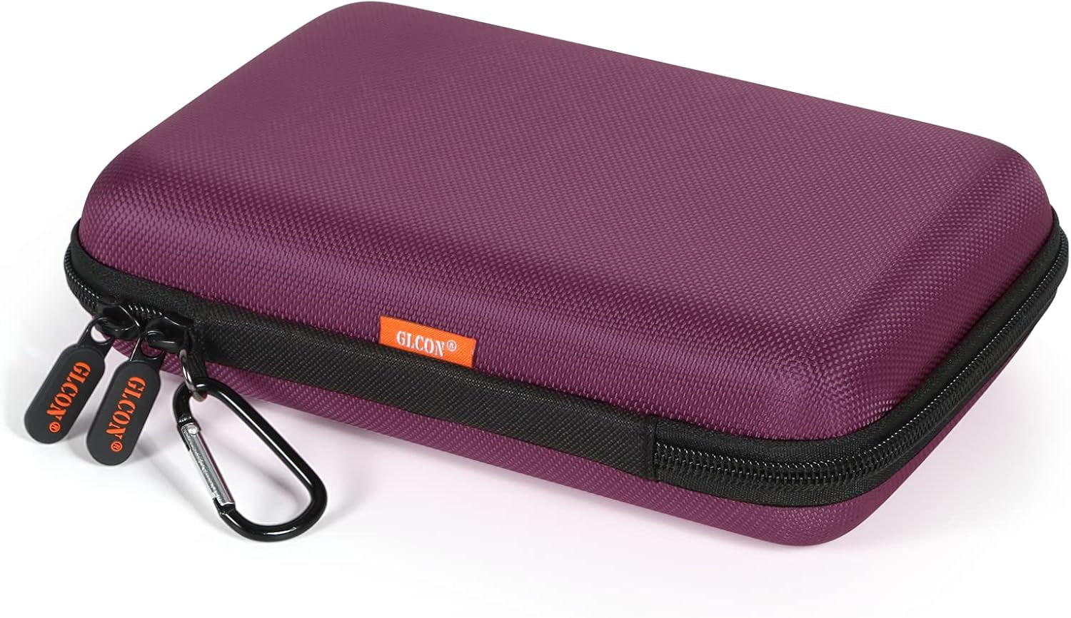 Deep Purple Carrying Case Hard Storage Case Electronics Organizer Tech Pouch for Hard Drive, Power Bank, Cell Phone, Charger Enclosure - Portable Travel Case Bag with Carabiner