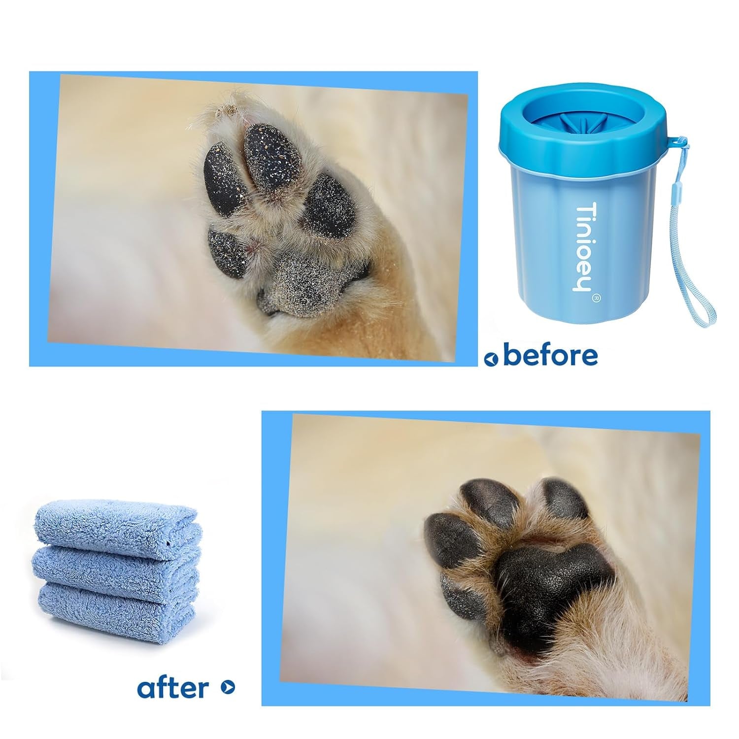 Dog Paw Cleaner for Dogs (With 3 Absorbent Towels), Dog Paw Washer, Muddy Paw Cleaner, Pet Foot Cleaner