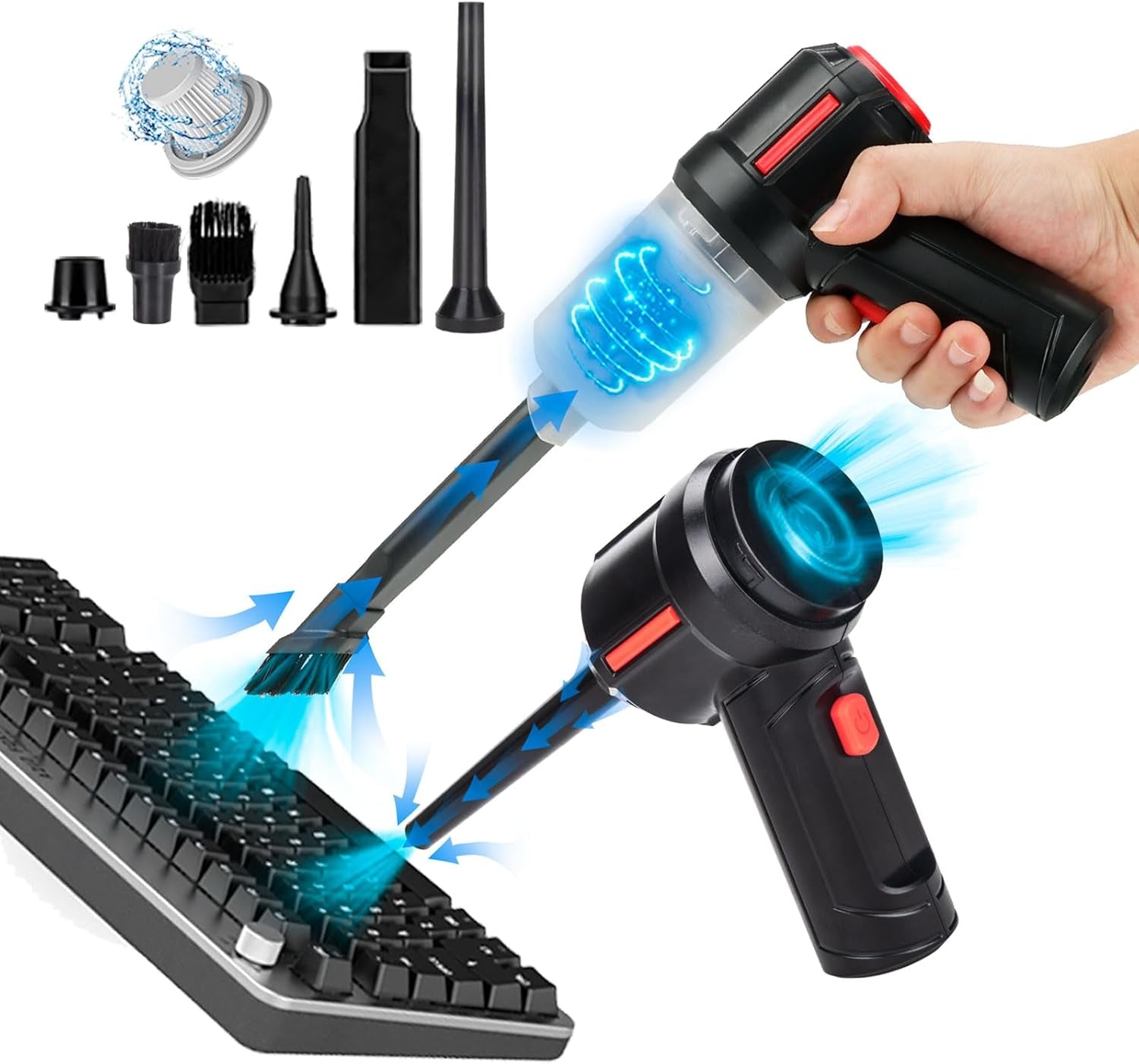 Air Duster - Computer Vacuum Cleaner - for Keyboard Cleaning- Cordless Canned Air- Powerful - Energy-Efficient(Air-01)