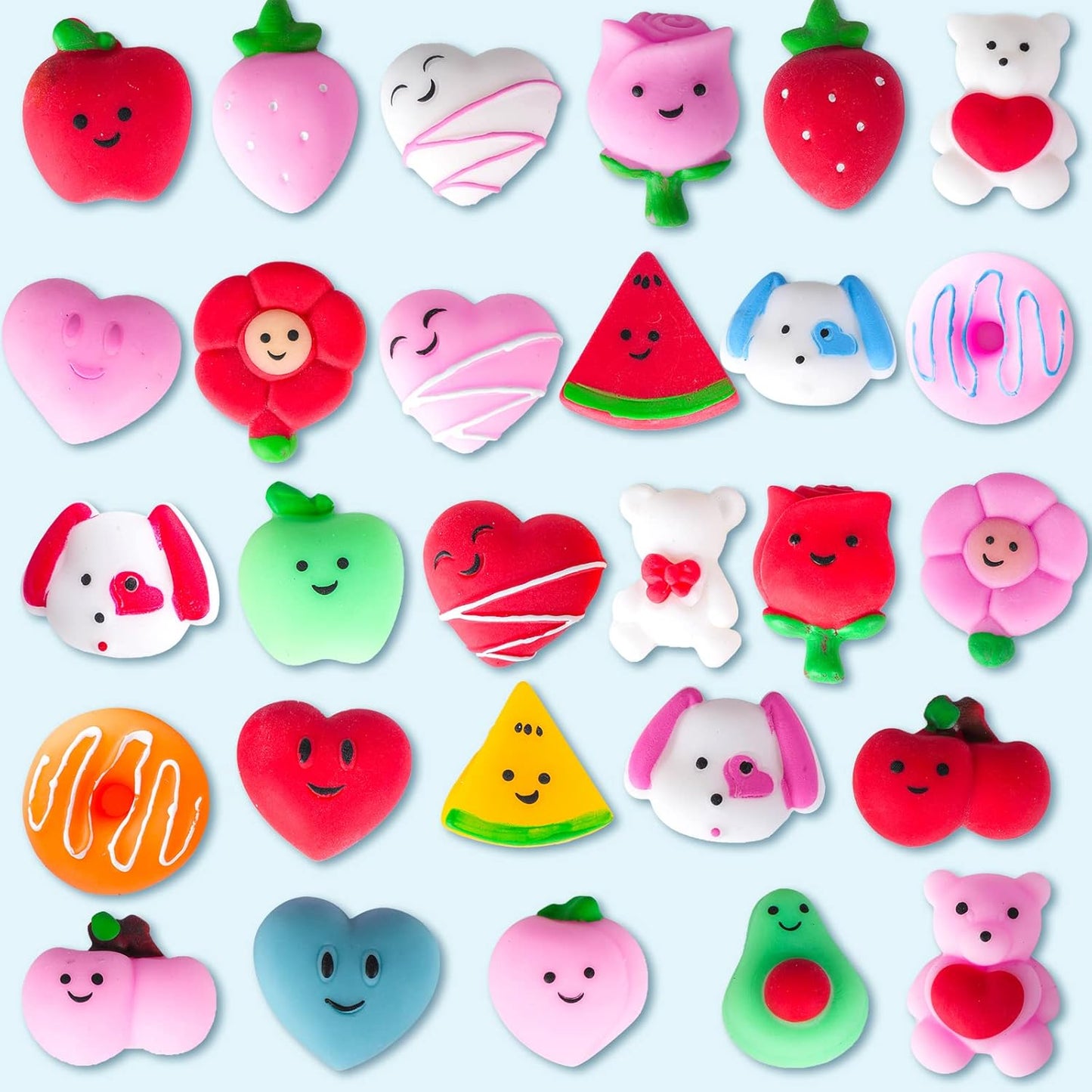 28 Packs Valentines Day Gift Cards with Cute Kawaii Mochi Squishy to Squeeze for Kids School Classroom Valentine’S Exchange Greeting Cards Party Favors