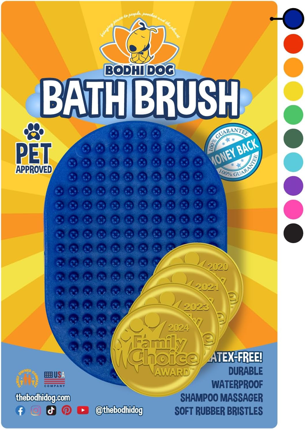 Shampoo Brush | Pet Shower & Bath Supplies for Cats & Dogs | Dog Bath Brush for Dog Grooming | Long & Short Hair Dog Scrubber for Bath | Professional Quality Dog Wash Brush (One Pack, Blue)