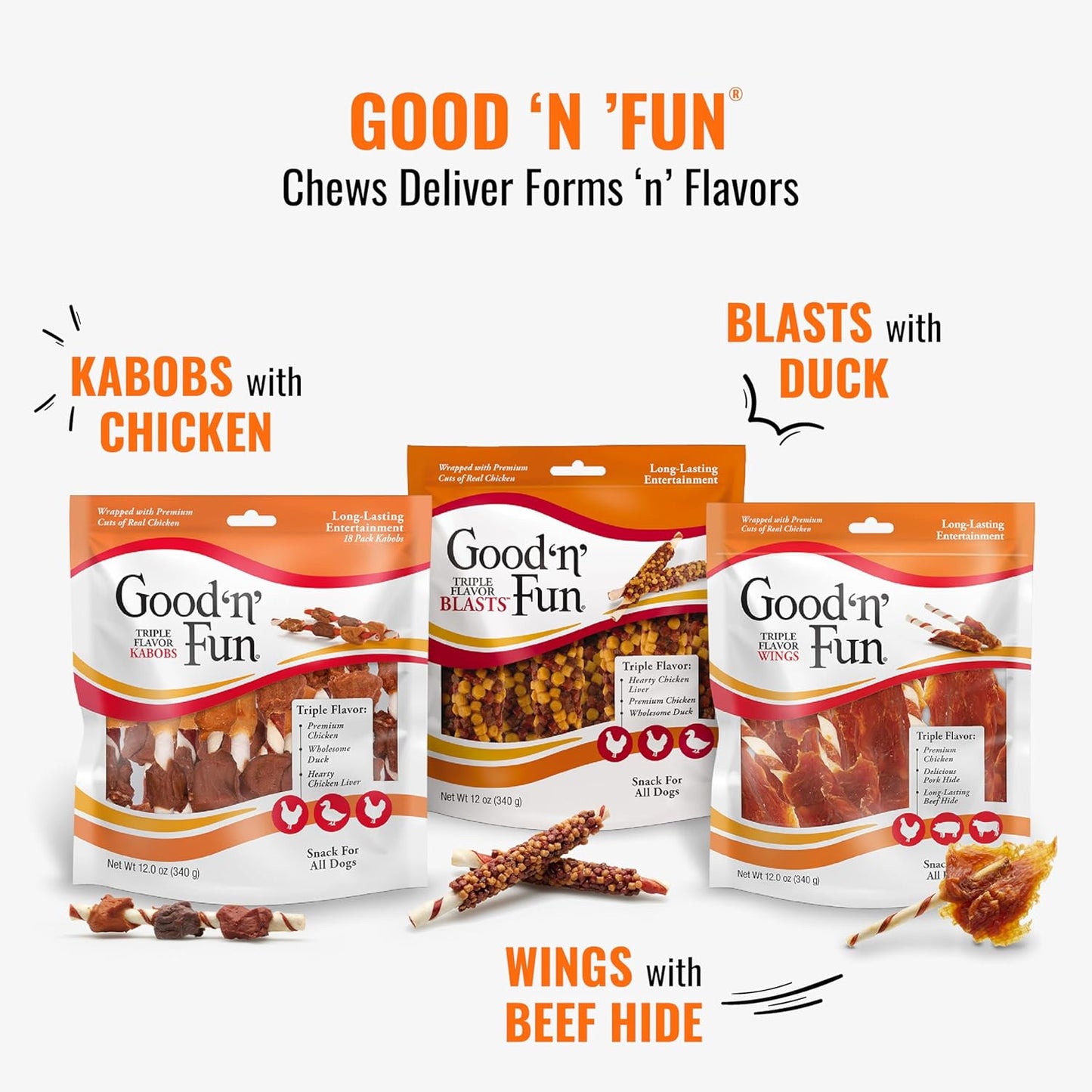 Good'N'Fun Triple Flavored Rawhide Kabobs for Dogs