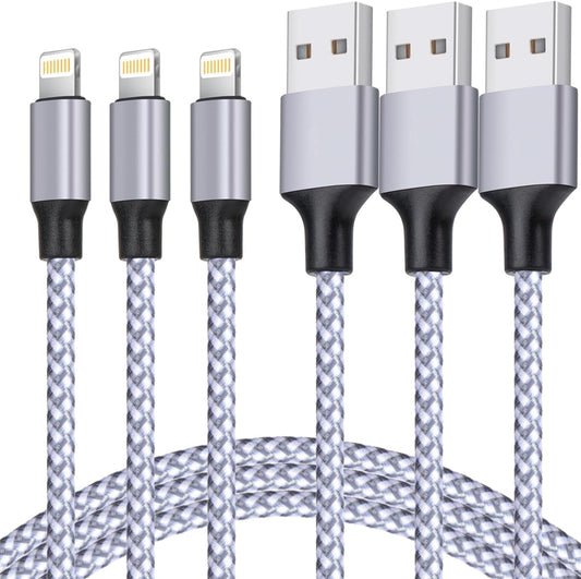 for Iphone Charger, [Mfi Certified] Lightning Cable 3PACK 6FT Nylon Braided USB Charging Cable High Speed Transfer Cord Compatible with Iphone 14/13/12/11 Pro Max/Xs Max/Xr/Xs/X/8/Ipad