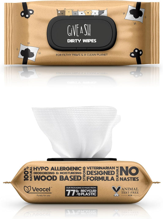 Plant-Based Full Body Pet Wipes for Dogs & Cats - Vet-Designed & Hypoallergenic - Cleaning & Deodorizing - Wood-Based & Earth-Friendly - Pack of 100