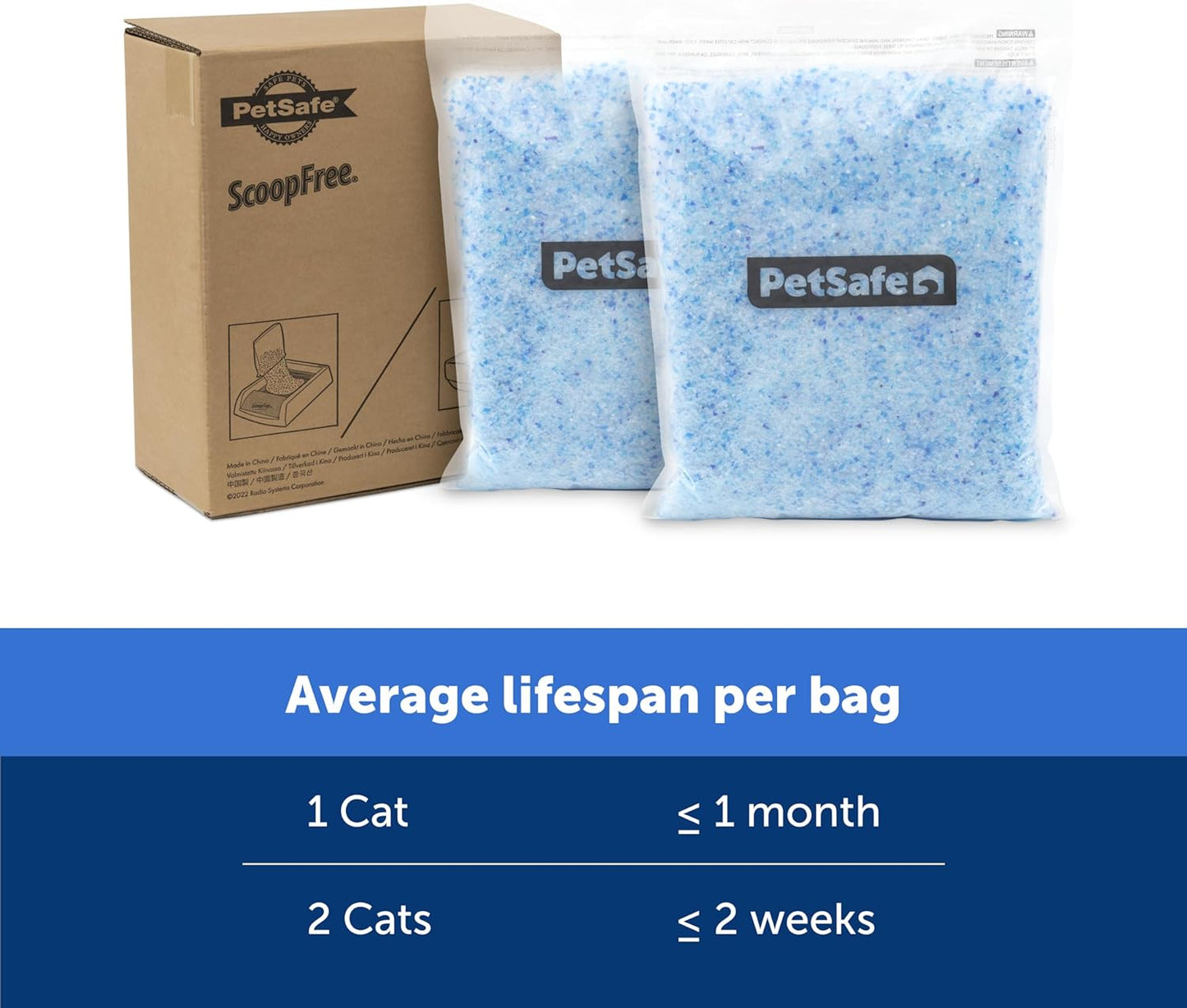 Scoopfree Premium Crystal Litter for Cats and Kittens, Quickly Absorbs Urine, Dries Solid Waste, Eliminates Odors 5 Times Faster, (Two 4.3 Lb Bags,8.6 Lb Total), Fresh Scent