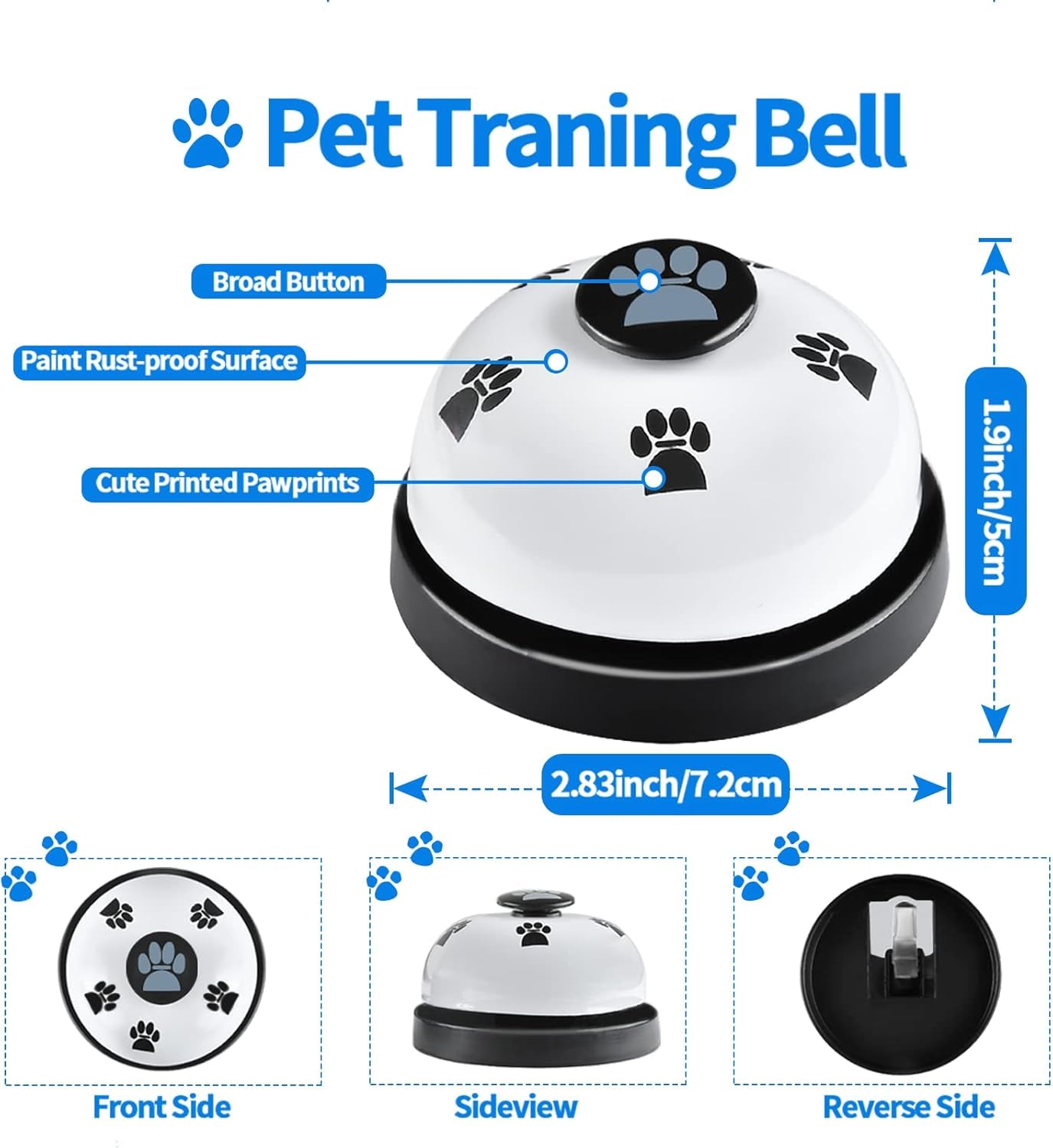 2 Pack Dog Doorbells, Pet Training Bells for Go outside Potty Training and Communication Device Large Loud Dog Bell Cat Puppy Interactive Toys Adjustable Strap Door Bell