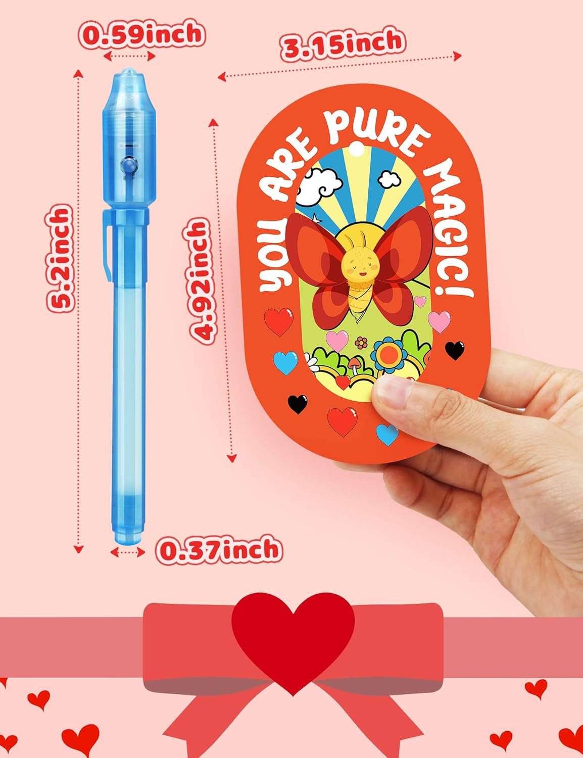 28 Pack Valentines Day Gifts for Kids with Invisible Disappearing Ink Pen, Spy Pen for Secret Message with Valentines Day Cards, Valentine Classroom Exchange Prizes Party Favor