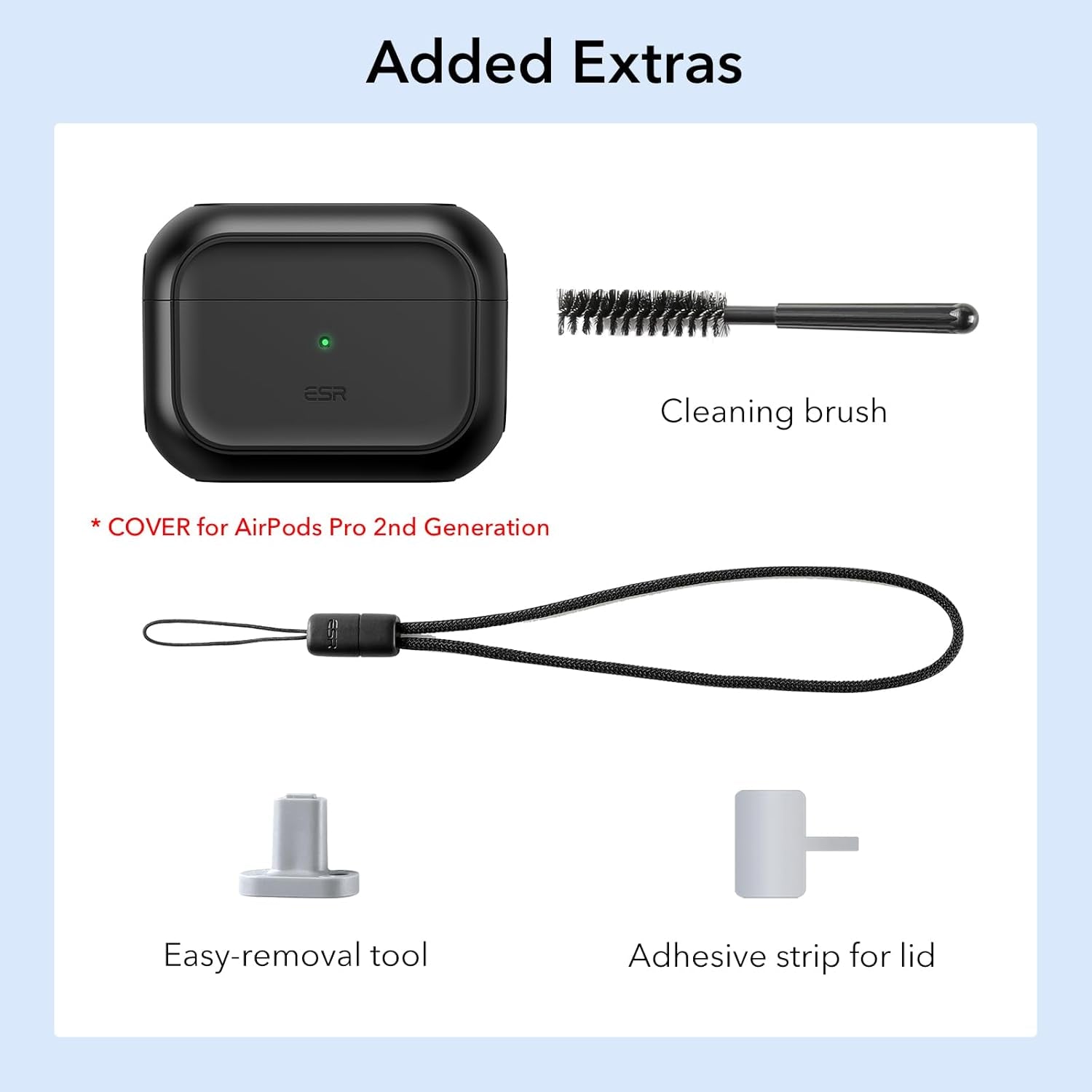 for Airpods Pro 2Nd Generation Case (Halolock), Compatible with Airpods Pro Case 2Nd/1St Gen (2023/2022/2019), Compatible with Magsafe, Full Drop Protection Cover with Lanyard, Black