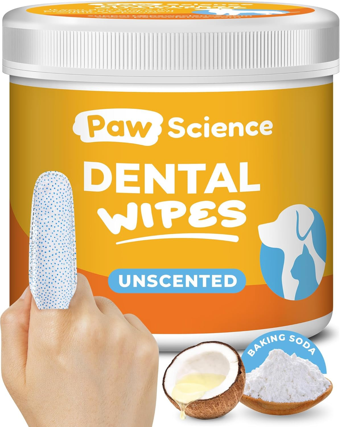 Dog Teeth Cleaning Wipes - Dental Finger Wipes for Cats & Dogs - Pet Toothbrush & Tooth Brushing Kit - Effective Teeth Cleaner