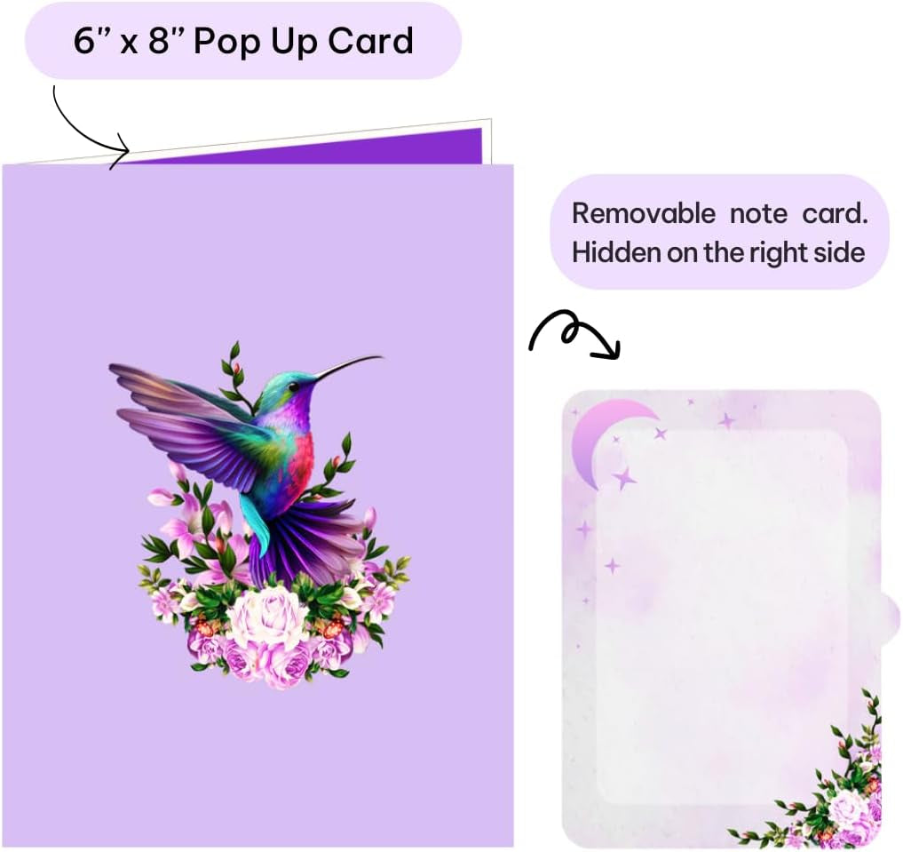 Mothers Day Pop up Card, Hummingbird Birthday Card, Pop up Birthday Cards for Women, Wife, Mom, Daughter, Grandma, Mother'S Day Card, 3D Pop up Birthday Card