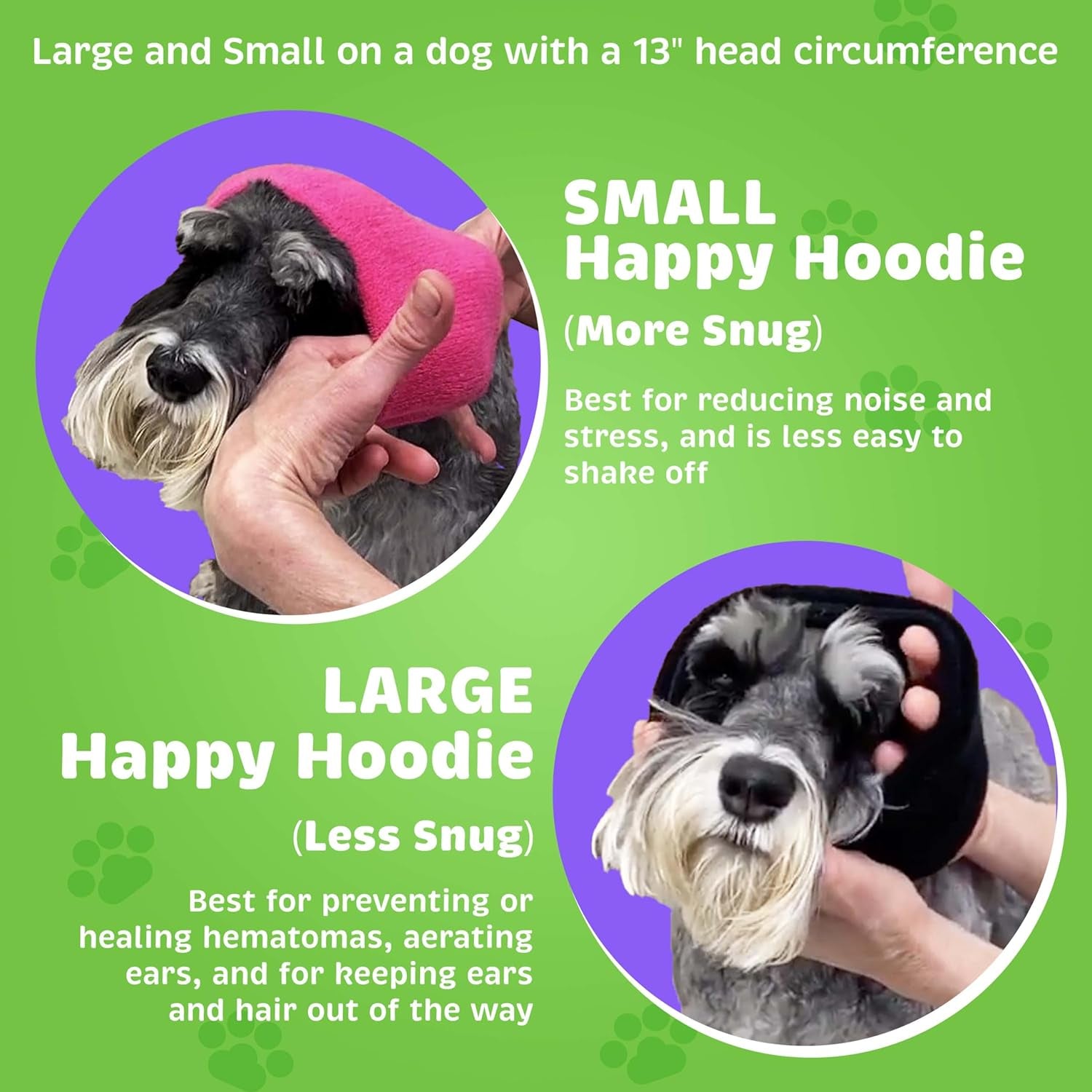 Happy Hoodie the Original Dog & Cat Calming Band, Anxiety Relief/Noise Protection-Grooming-Thunder-Fireworks (Large, Purple)