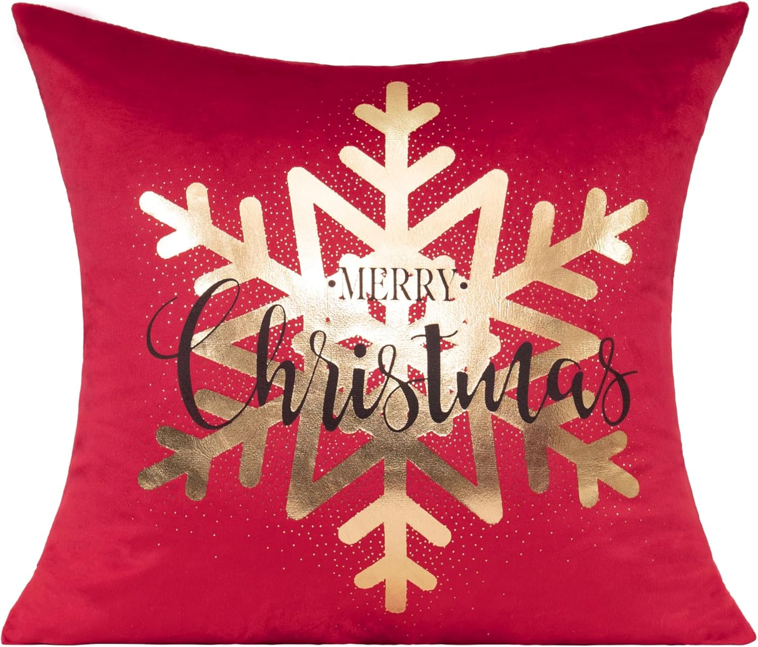 Red Gold Christmas Decorations Throw Pillow Covers Cases 18X18 Set of 4 Turquoise Xmas Indoor Home Décor Ornaments Velvet Navidad Cushion for Sofa Couch Tree Snowflake