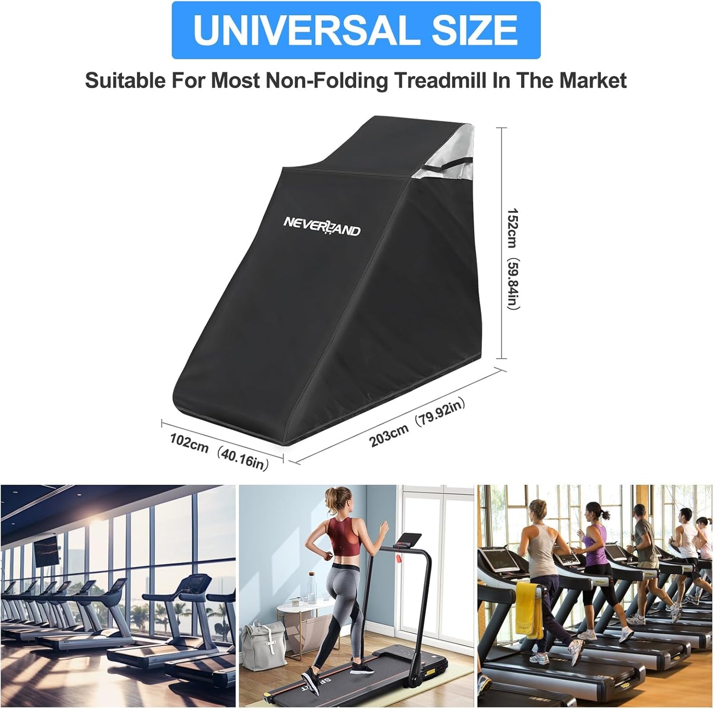 Treadmill Cover, Waterproof Dustproof Running Machine Cover with Zipper, Workout Equipment Treadmill Cover with Built-In Windproof Buckle, Ideal for Home Gym Indoor Outdoor