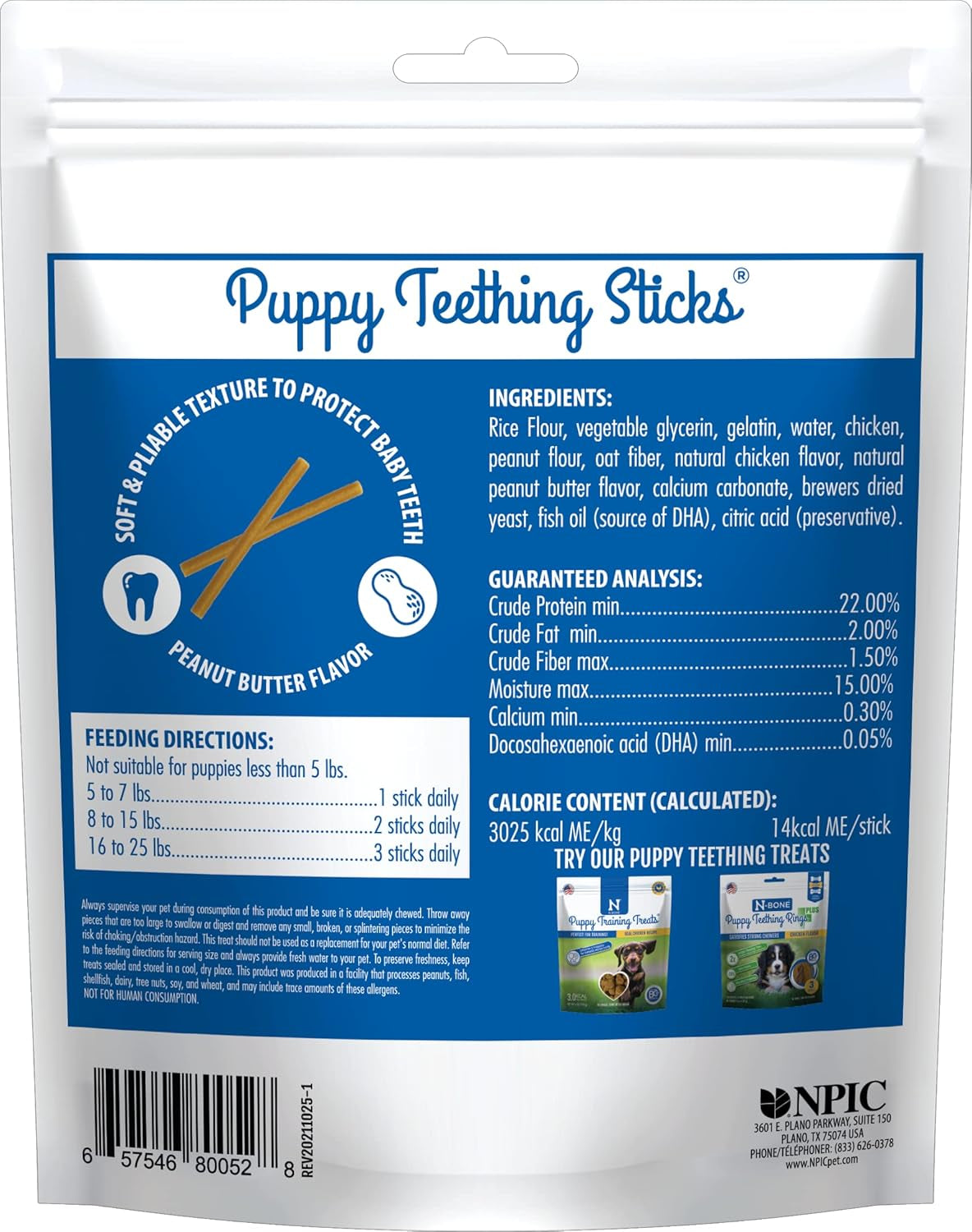 Puppy Teething Sticks Peanut Butter Flavor, 3.74-Oz Bag