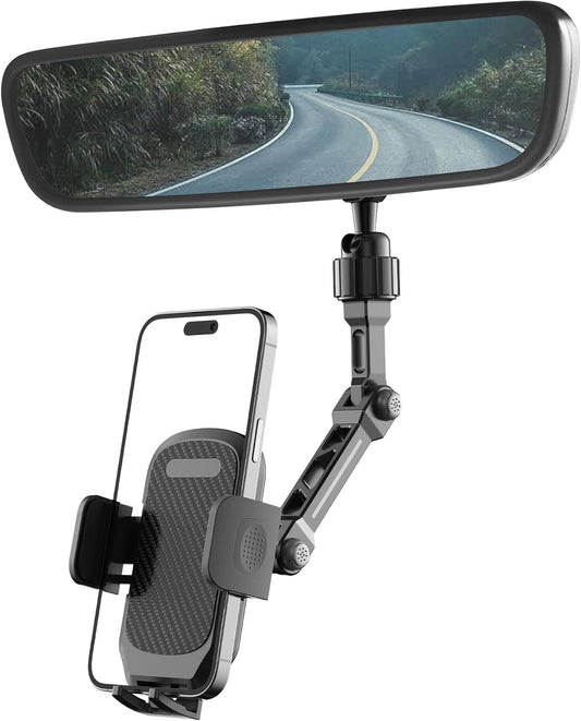 , Premium Aluminum Alloy Mount with Multi-Angle Adjustment, Rearview Mirror Phone Holder Mount for Car & Truck, Universal Accessories Compatible with All Cell Phone