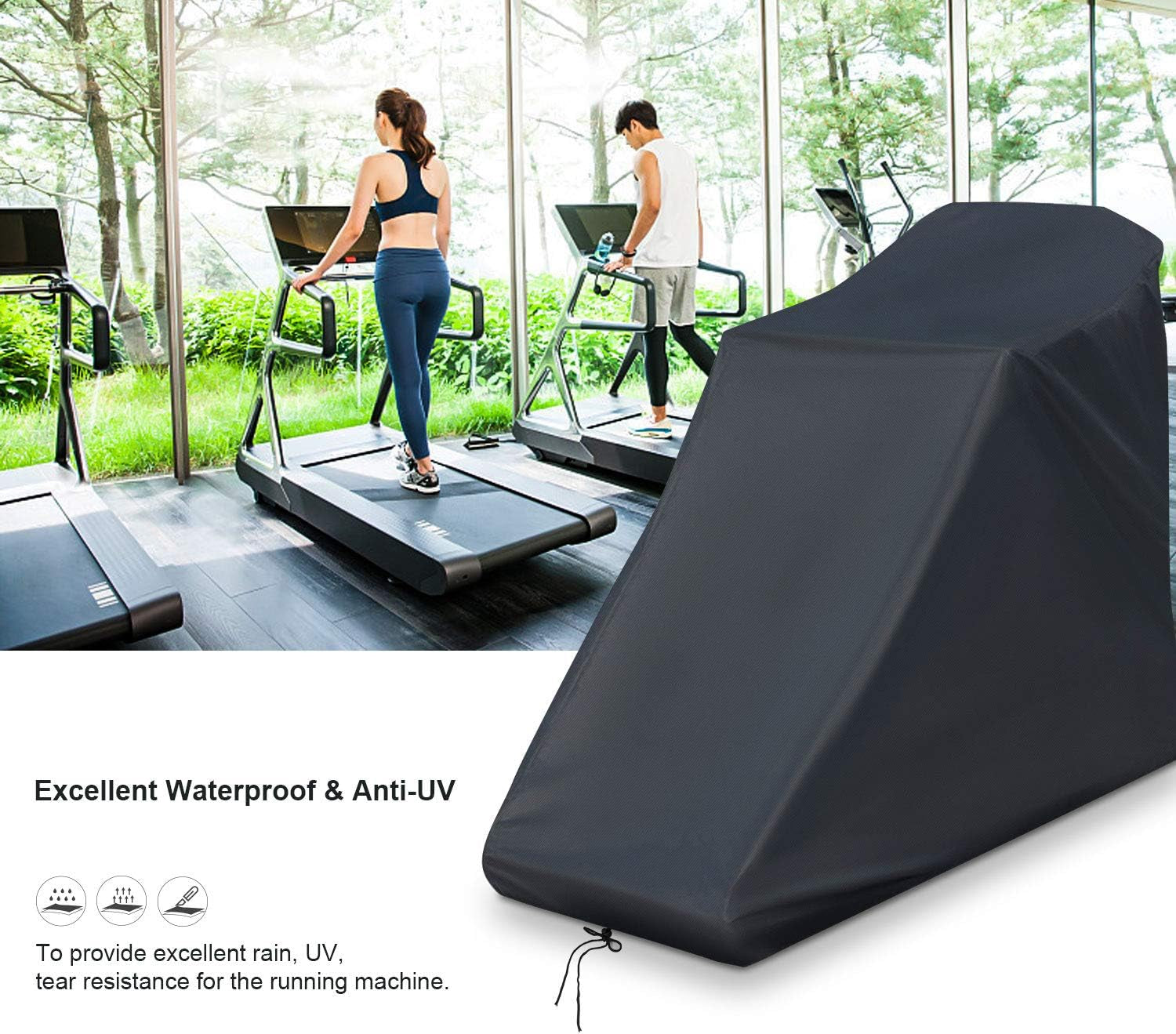 Treadmill Cover Waterproof Outdoor, Dust-Proof Running Machine Cover, Protective Cover for Home Fitness Equipment Treadmill Indoor & Outdoor (Black,78 X 37 X 59 Inch)