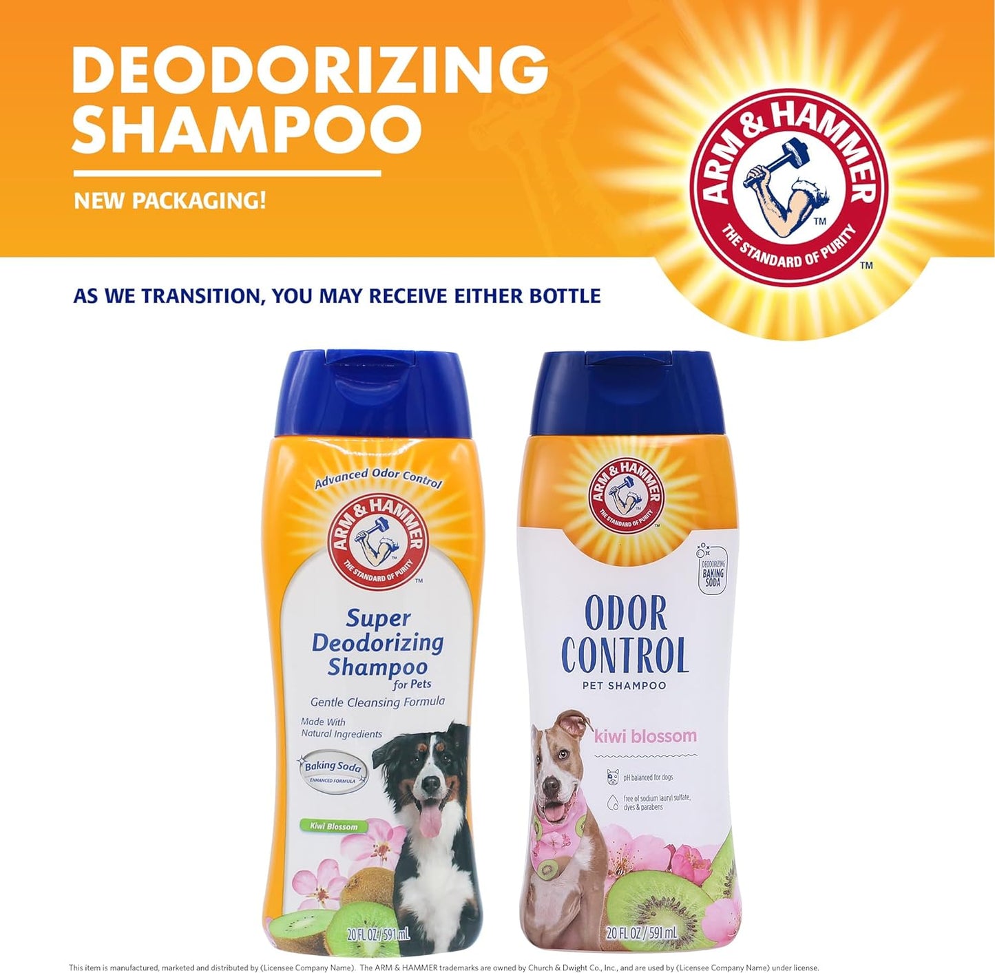 Deodorizing Dog Shampoo for Smelly Dogs & Puppies with Baking Soda - Tearless, Moisturizing Dog Shampoo for Sensitive Skin - Dog Odor Shampoo - Kiwi Blossom Scent, 20 Fl Oz