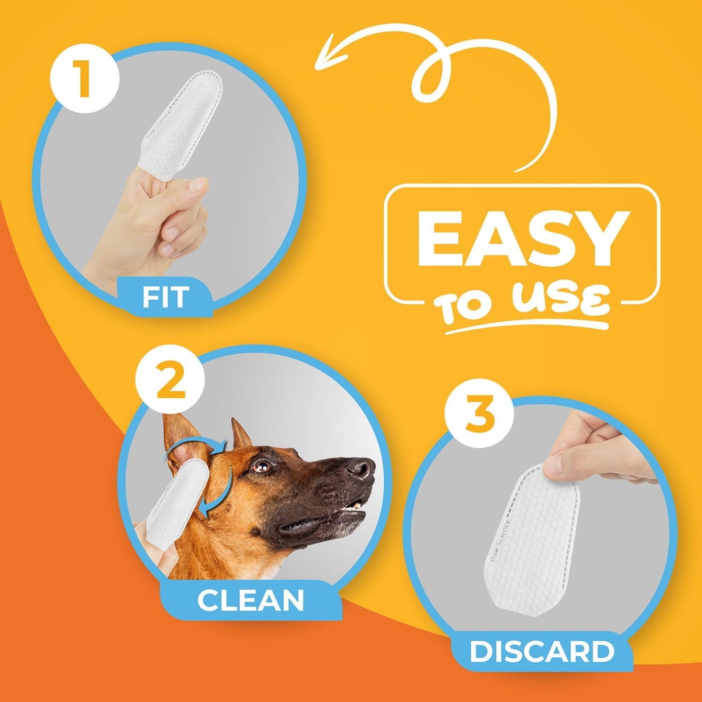 Dog Ear Cleaner Wipes – Finger Wipes for Dogs – Cleaning, Soothing, and Deodorizing Itchy Ears – Pet Ear Relief Solution