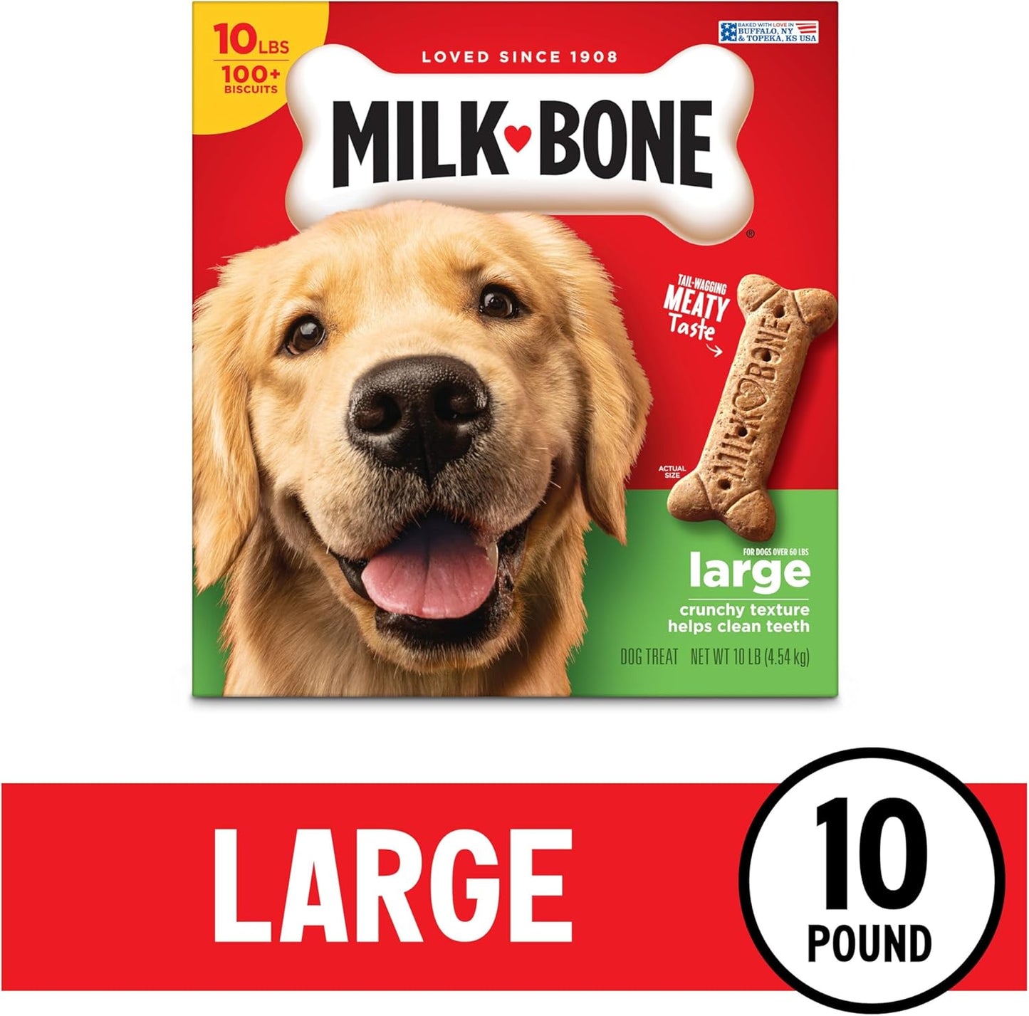 Original Dog Treats for Large Dogs, 10 Pound, Crunchy Biscuit Helps Clean Teeth