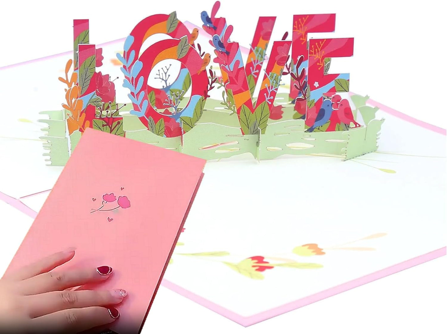 Pop-Up Love Card Pink10.2 X 7" (Folded 5.1" X 7") Love Greeting Card 3D Pop-Up Cards for Valentine'S Day, Anniversary, Mother'S Day, Happy Birthday