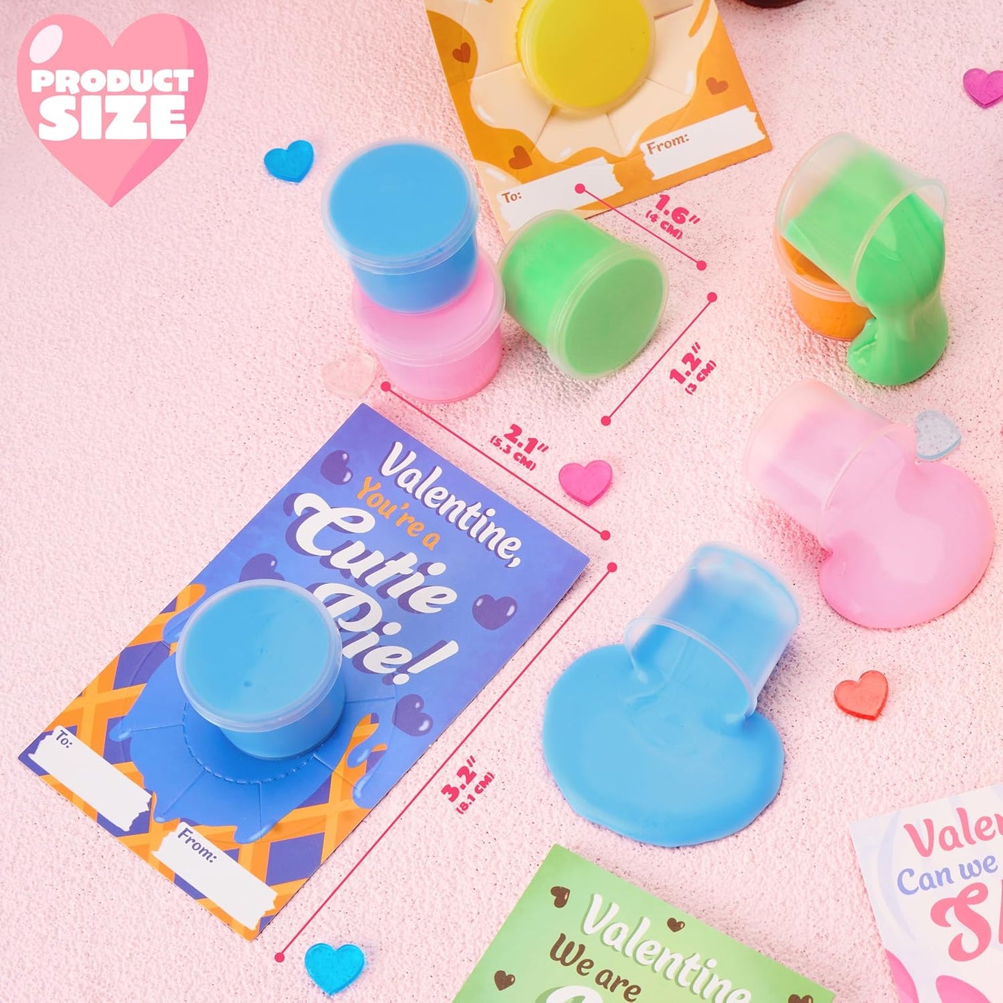 30 Packs Valentines Day Cards with Butter Slime, 6 Colors Slime Party Favors, Stress Relief Fidget Toys and Gift Cards for Kids Valentine'S Day Classroom Exchange Prizes