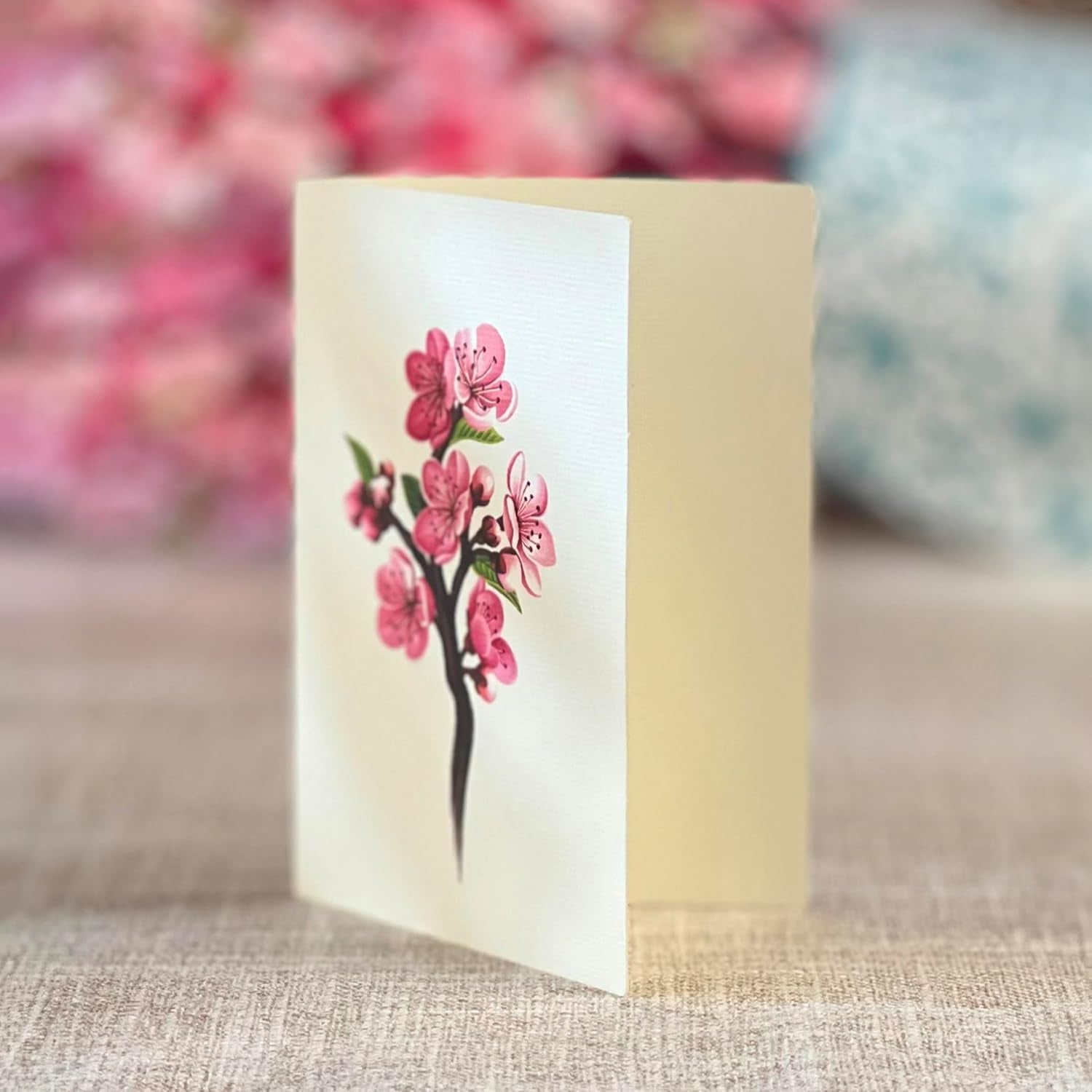 Pop up Cards, Cherry Blossoms 12 Inch Paper Flower Bouquet Greeting Cards with Blank Note Card & Envelope, Birthday Gifts for Women