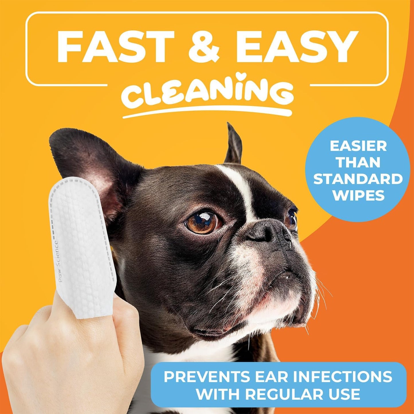 Dog Ear Cleaner Wipes – Finger Wipes for Dogs – Cleaning, Soothing, and Deodorizing Itchy Ears – Pet Ear Relief Solution