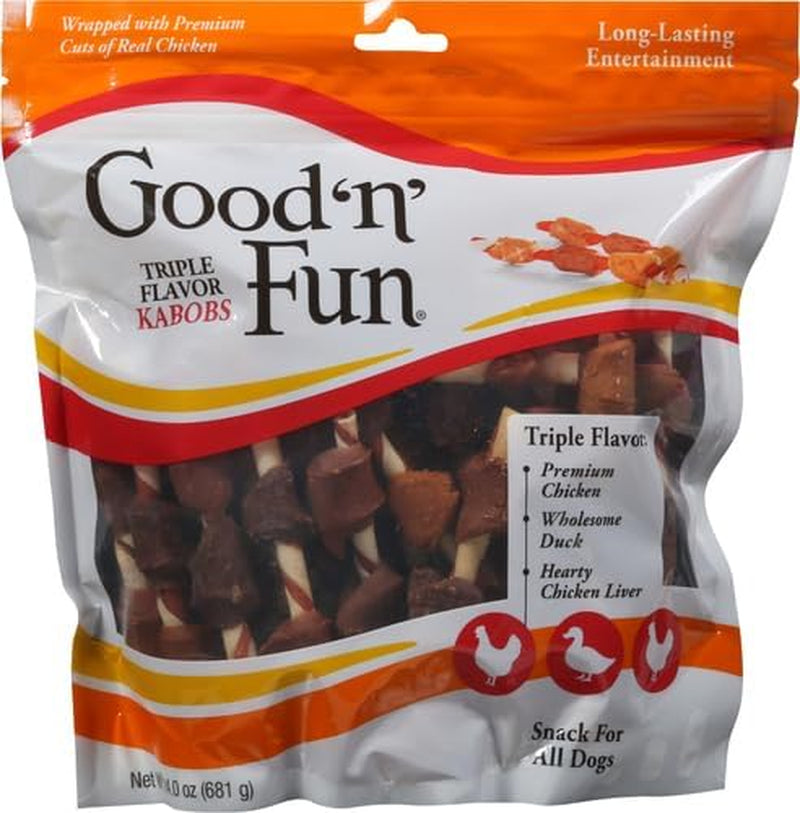 Good'N'Fun Triple Flavored Rawhide Kabobs for Dogs