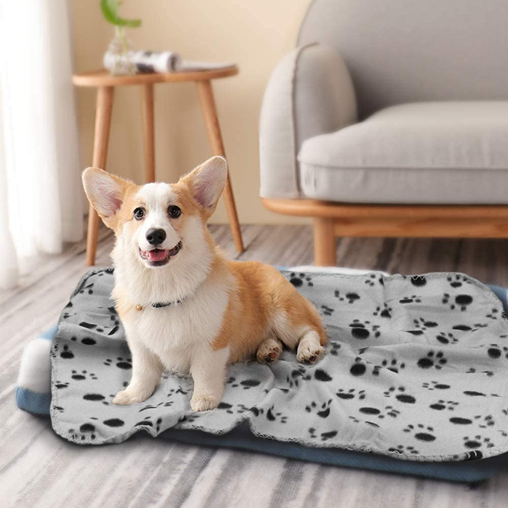 Dog Blankets for Small Dogs, 6 Pack Puppy Blanket Cute Paw Print Pet Blanket for Dog, Puppy, Cat, Kitten, 24X28 Inches