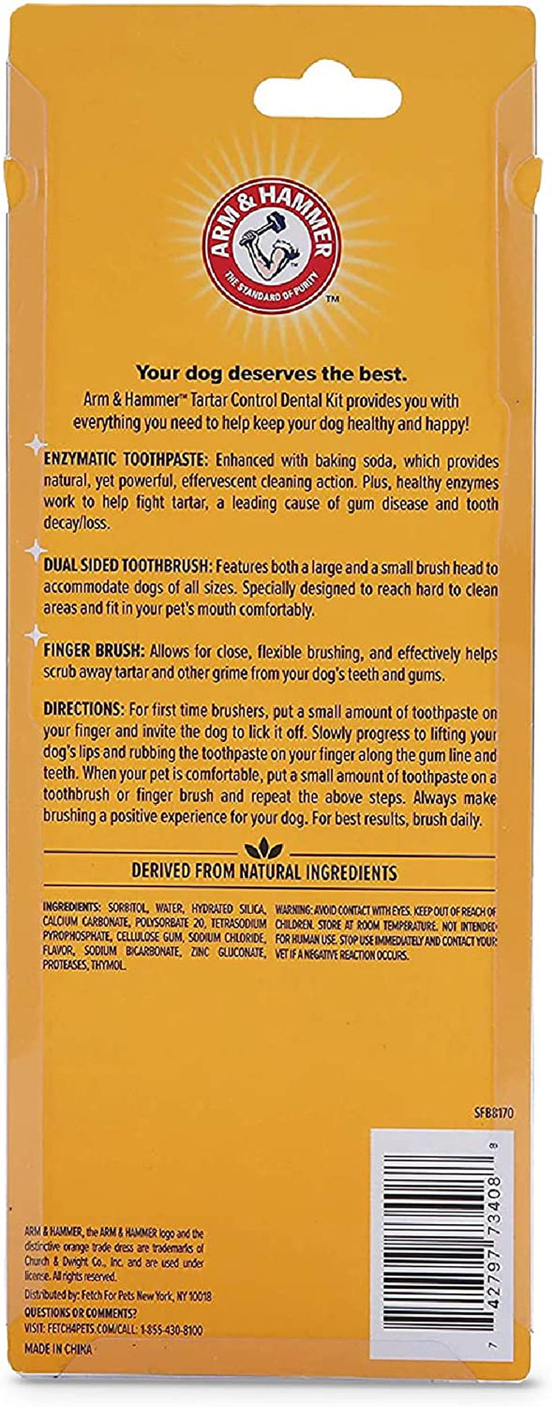 Arm & Hammer for Pets Tartar Control Kit for Dogs | Contains Toothpaste, Toothbrush & Fingerbrush | Reduces Plaque & Tartar Buildup | Safe for Puppies, 3-Piece , Beef Flavor