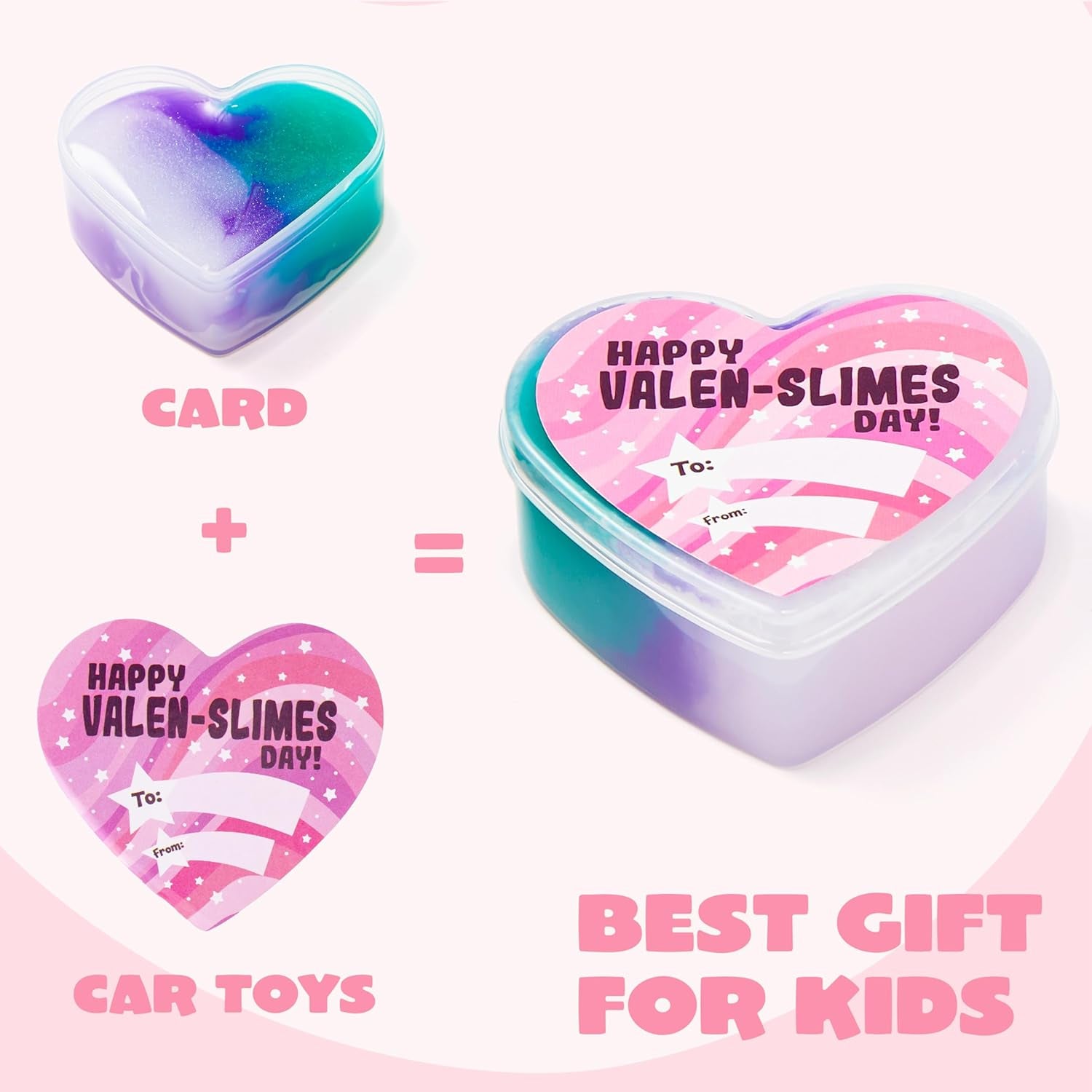 30 PCS Valentines Day Galaxy Slime Hearts for Kids Valentine Classroom Exchange Prizes, Party Favors, Gift Exchange