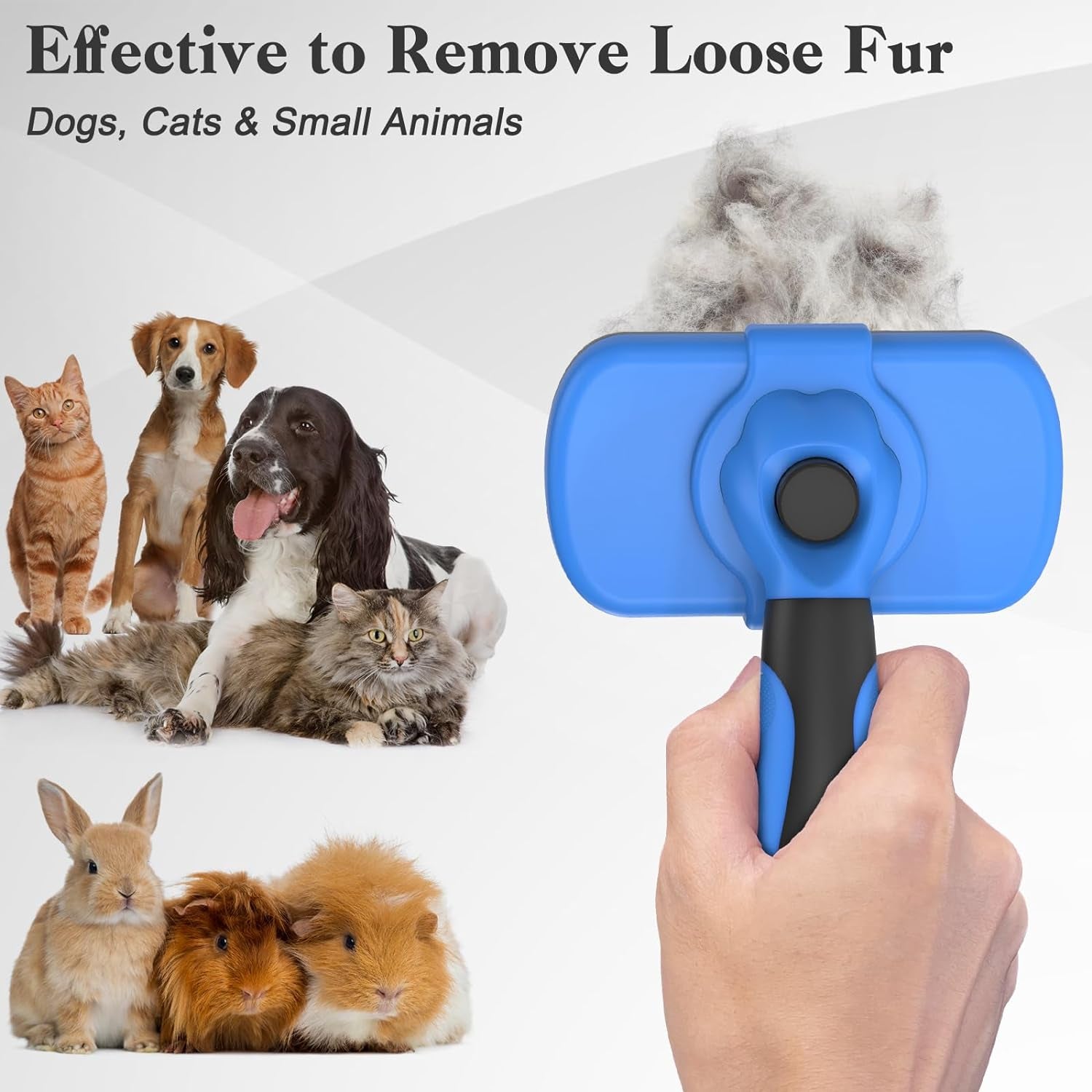 Self Cleaning Slicker Brush - Skin Friendly Deshedding Grooming Tool for Dogs & Cats, Suitable for Shedding & Haired Pets, with Pet Supplies Accessories, Blue