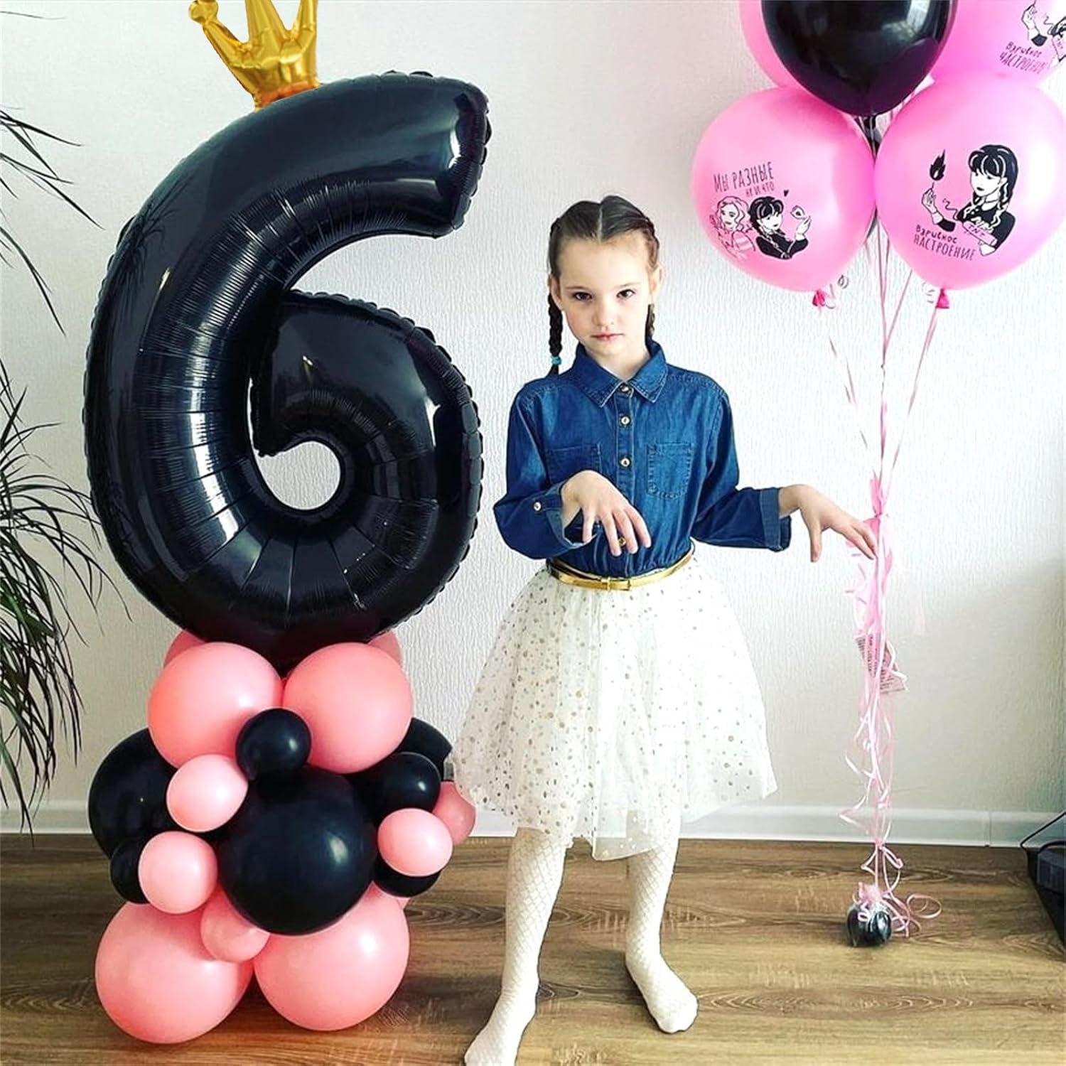 40 Inch Black 5 Number Balloons for Kids, Giant Foil 5Th Birthday Number Balloon, Crown Self Inflating Balloons 0-9 Set for Girls Boys 15Th Birthday Party Decor Anniversary Decorations Boys Supplies