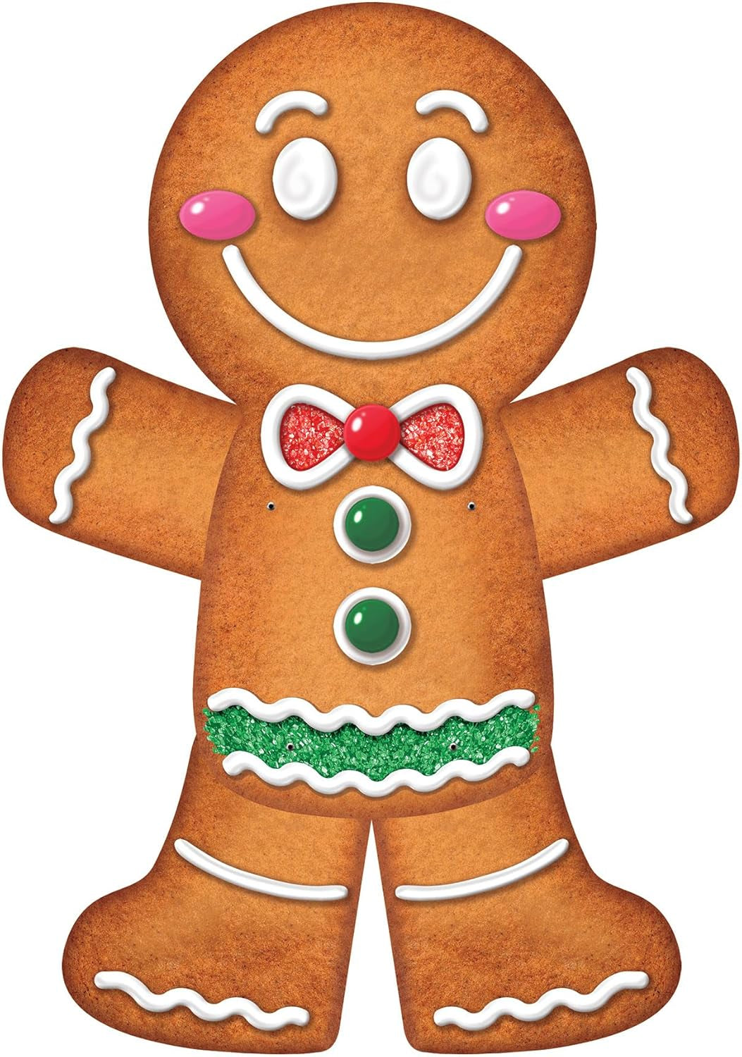 Jointed Gingerbread Man, 3’- Christmas Wall Decorations, Unique Gingerbread House Décor for Holiday Parties, Winter Wonderland Seasonal Accent for Homes and Classrooms