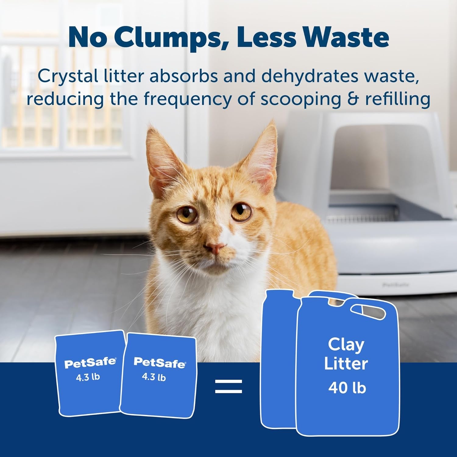 Scoopfree Premium Crystal Litter for Cats and Kittens, Quickly Absorbs Urine, Dries Solid Waste, Eliminates Odors 5 Times Faster, (Two 4.3 Lb Bags,8.6 Lb Total), Fresh Scent