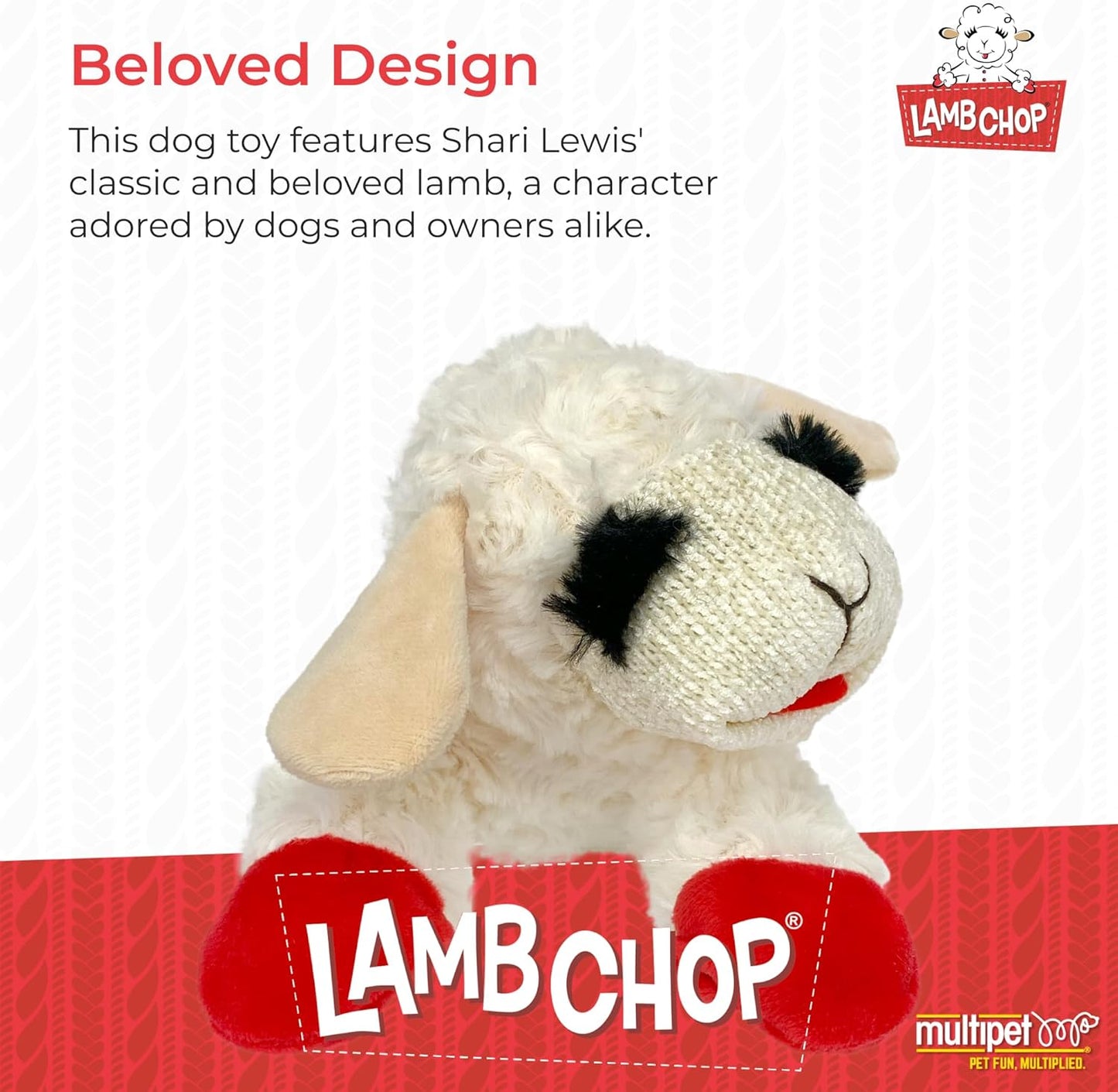 Mini Lamb Chop Officially Licensed, Plush, Squeak Pet Toy (White, 10')