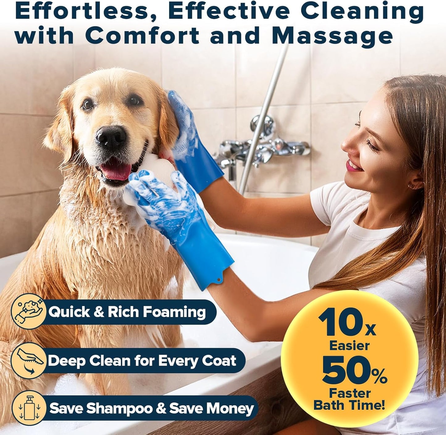 6PCS Pet Grooming Kit | Dog Washing Gloves | Dog Bath Brush | Dog Toothbrush Finger | Dog Bath Gloves | Dog Shampoo Brush | Pet Grooming Gloves | Cat Bathing Supplies | Dog Bath Supplies