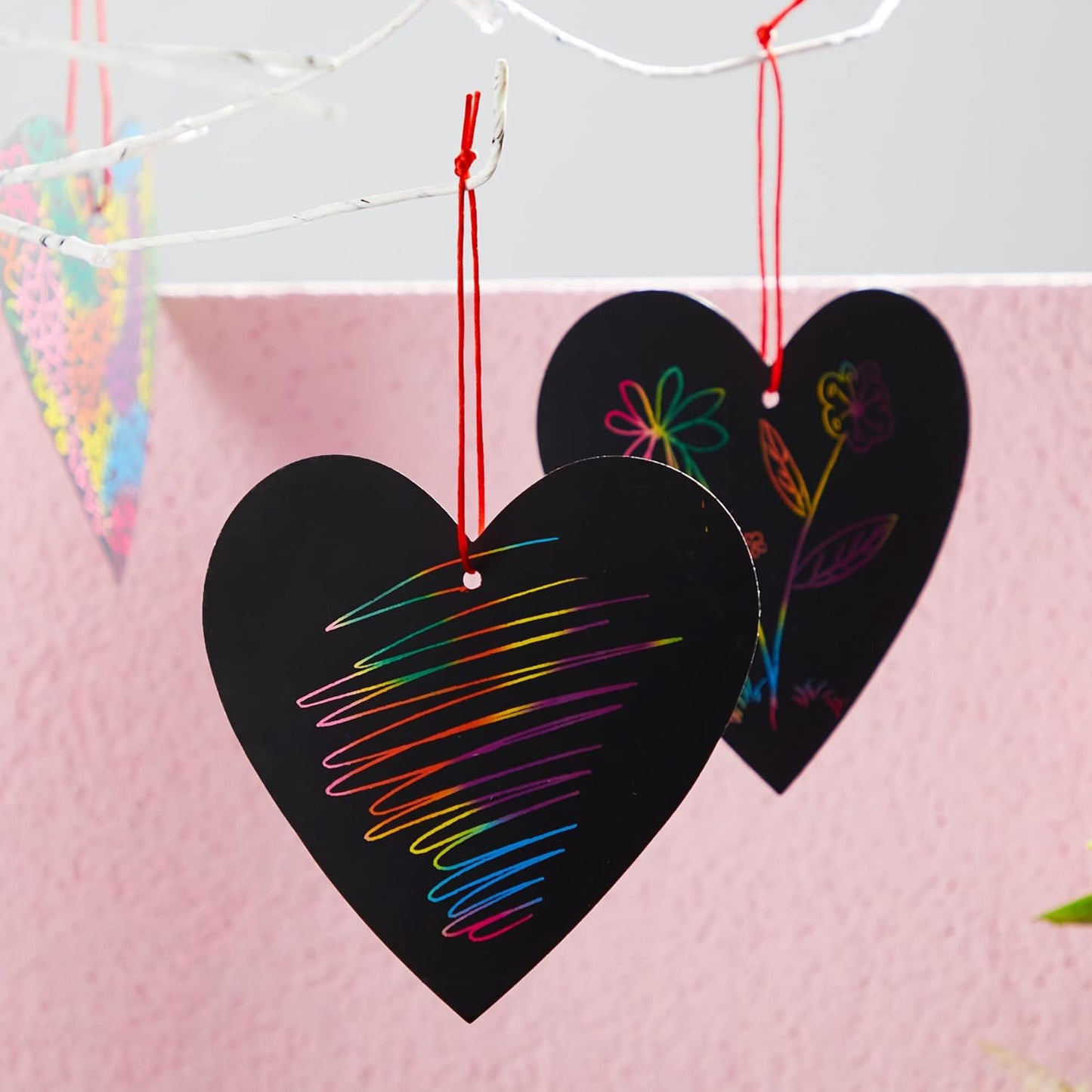 36 Packs Valentines Day Gifts Cards for Kids Magic Color Scratch Heart Rainbow Scratch Paper Heart Valentine Crafts and Art for Kids Classroom Exchange Create Rainbow Art without Ink