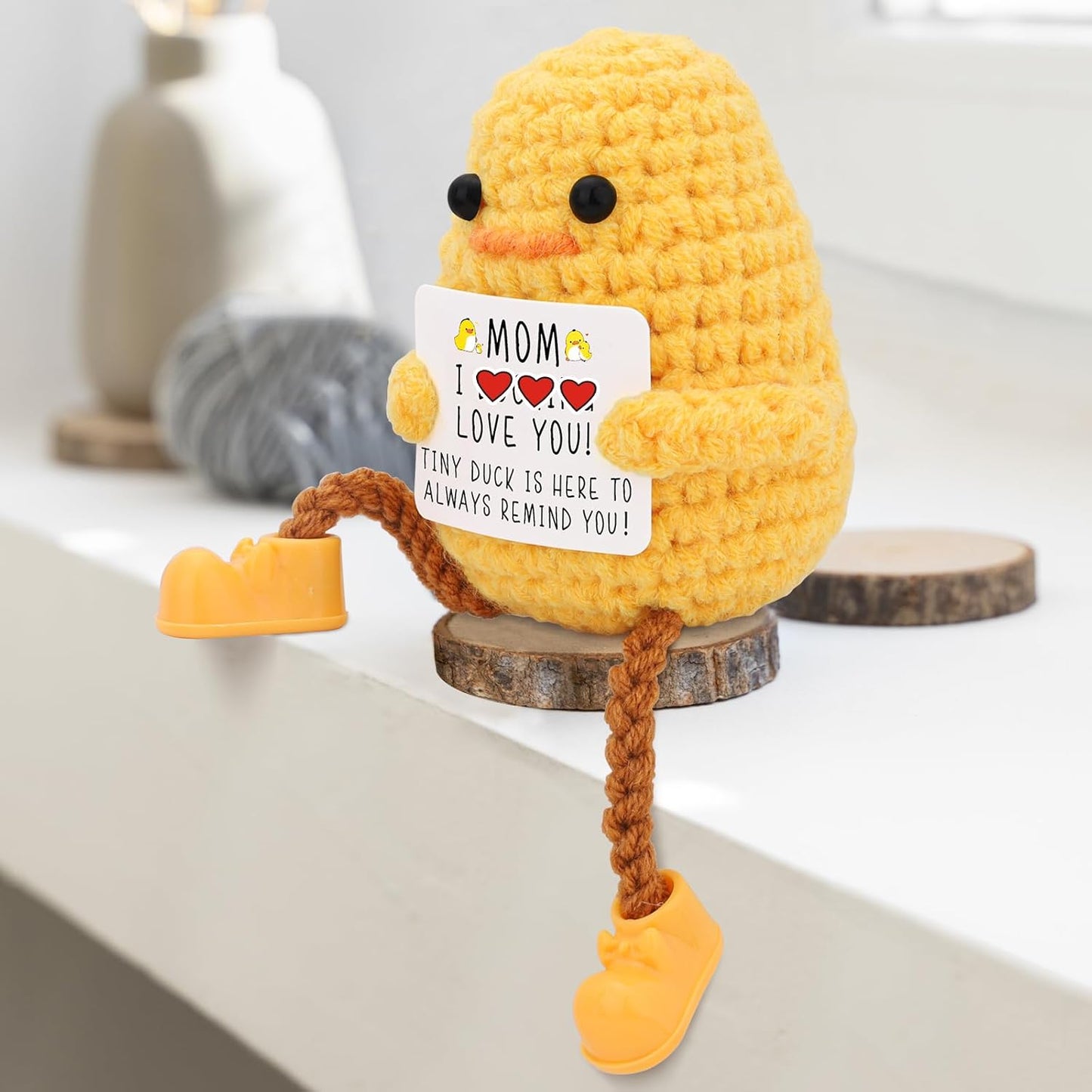 Gifts for Mom Long Legged Cute Support Duck, Birthday Mothers Day for Mom from Daughter Son, Handmade Crochet Knitted Positive Cute Duck