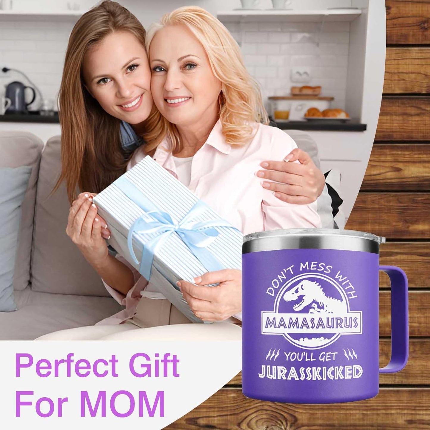 Christmas Gifts for Mom - Don'T Mess with Mamasaurus You'Ll Get Jurasskicked Coffee Mug - Gifts for Mom from Daughter, Son - Birthday Gifts for Mom, Mother - Mom Birthday Gifts (14Oz,Purple)